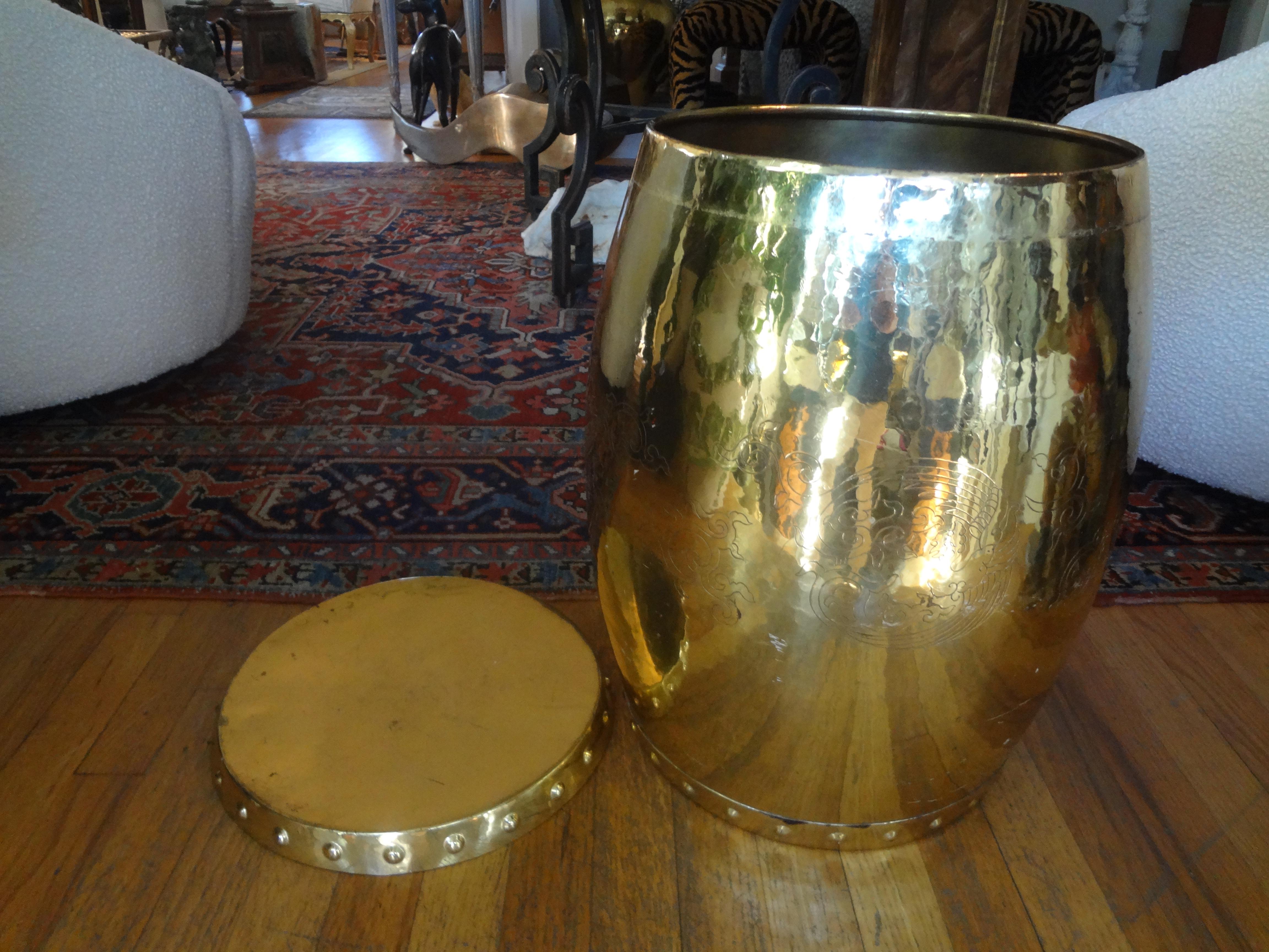 Asian Modern Brass Table or Garden Seat For Sale 1