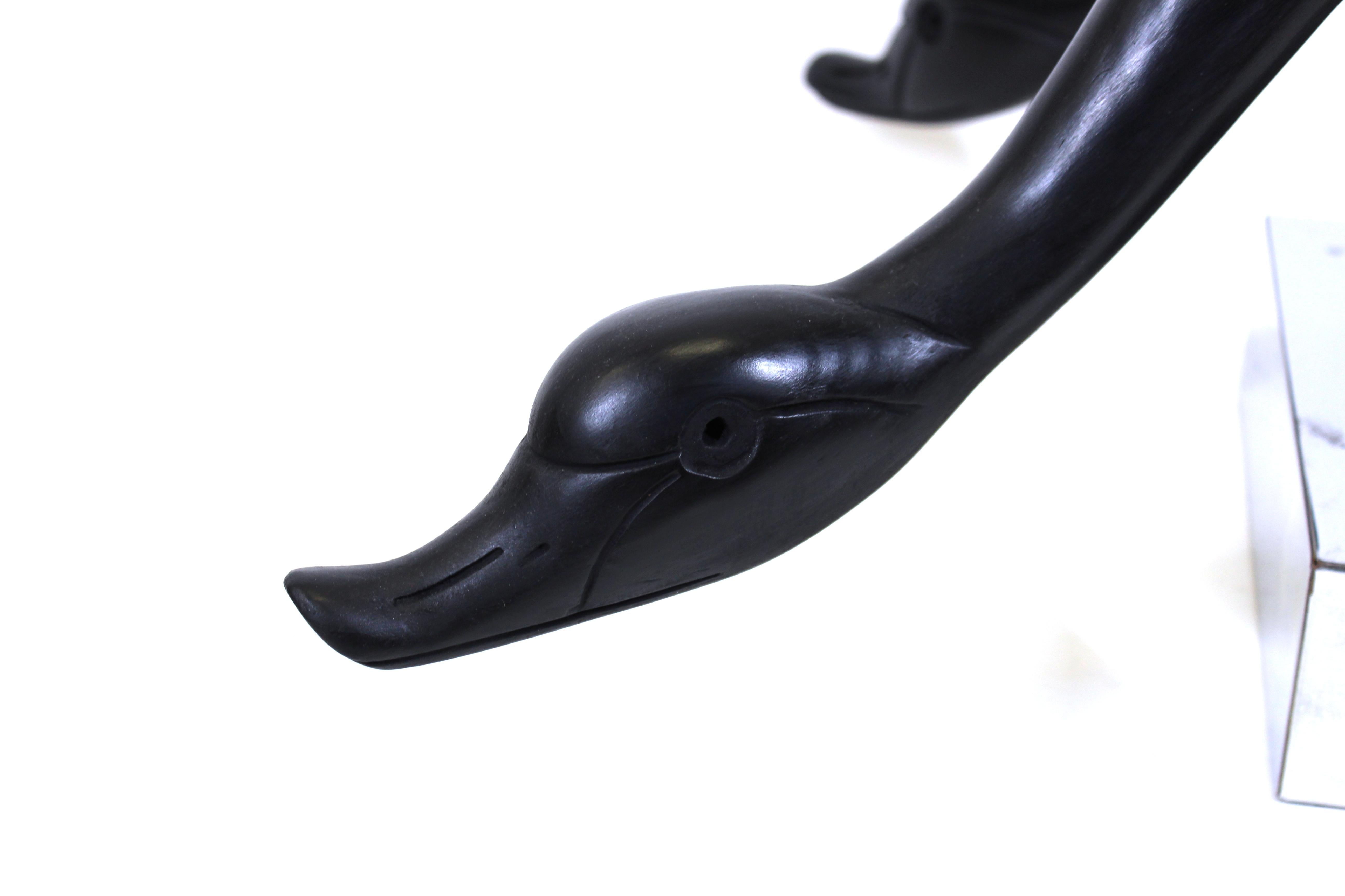 Asian Modern Ebonized Swan Head Sculpture For Sale 3