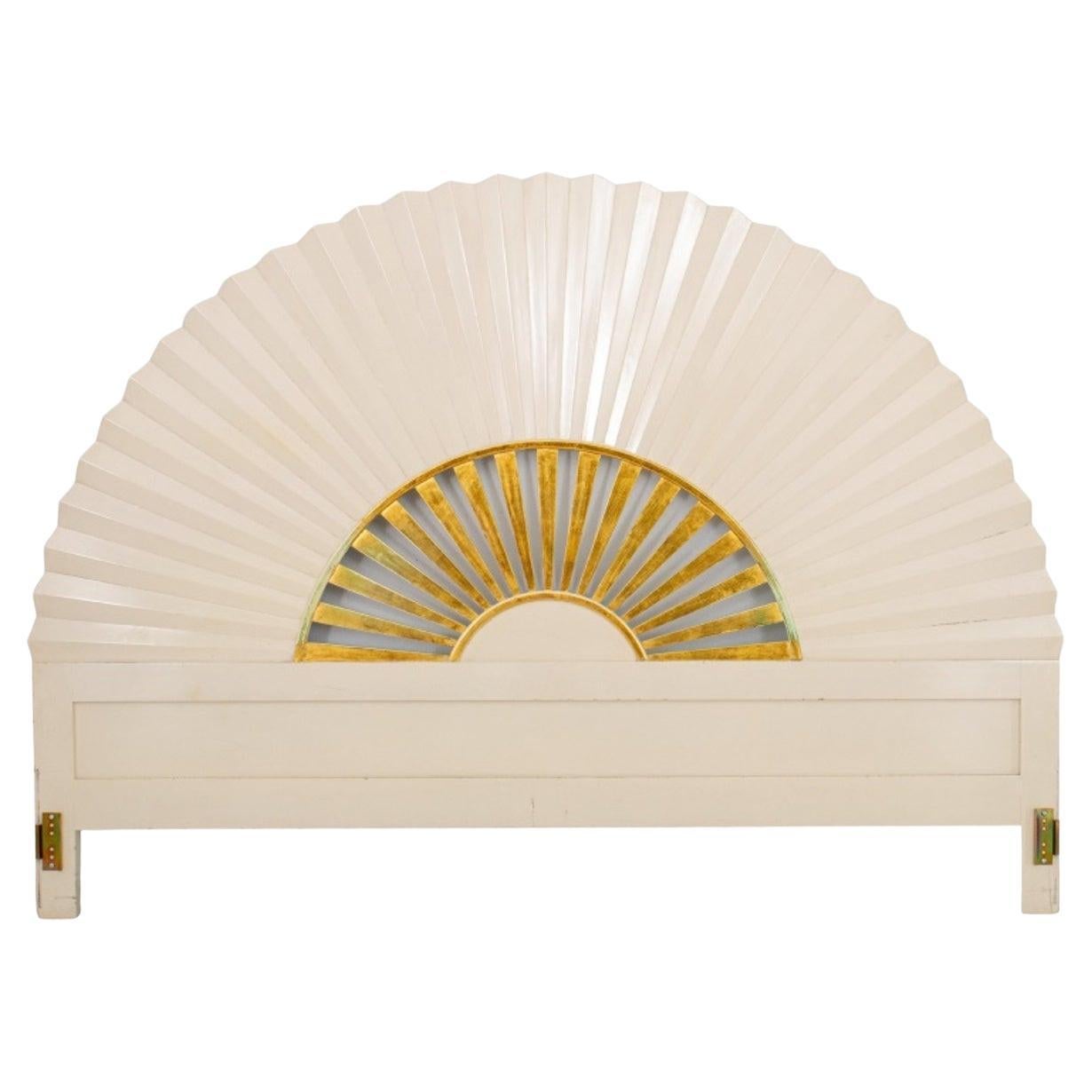Asian Modern Fan-Shaped Lacquered King-Sized Bed
