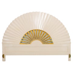 Asian Modern Fan-Shaped Lacquered King-Sized Bed