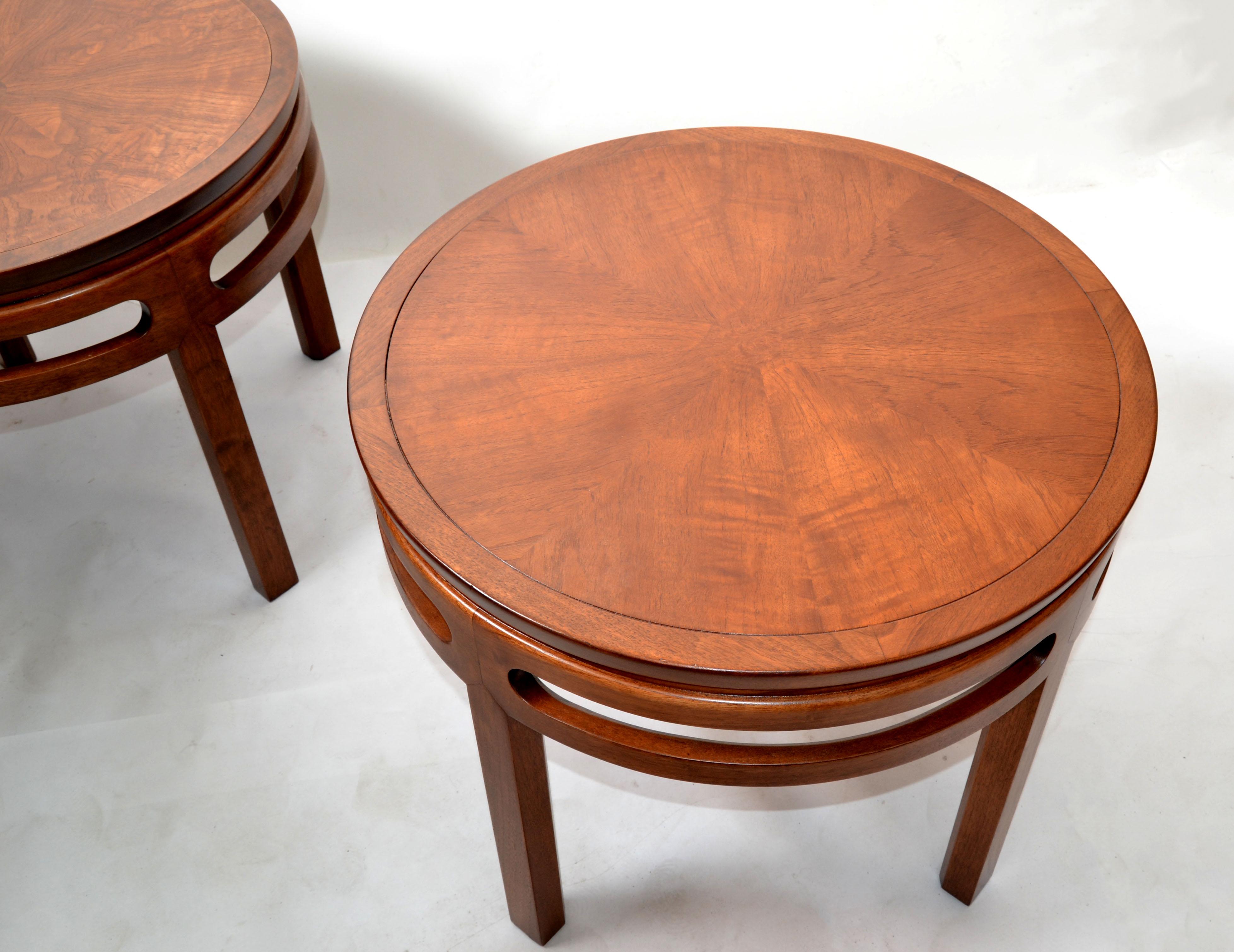 Asian Modern Far East Collection Round Table Michael Taylor Baker Furniture Pair For Sale 1