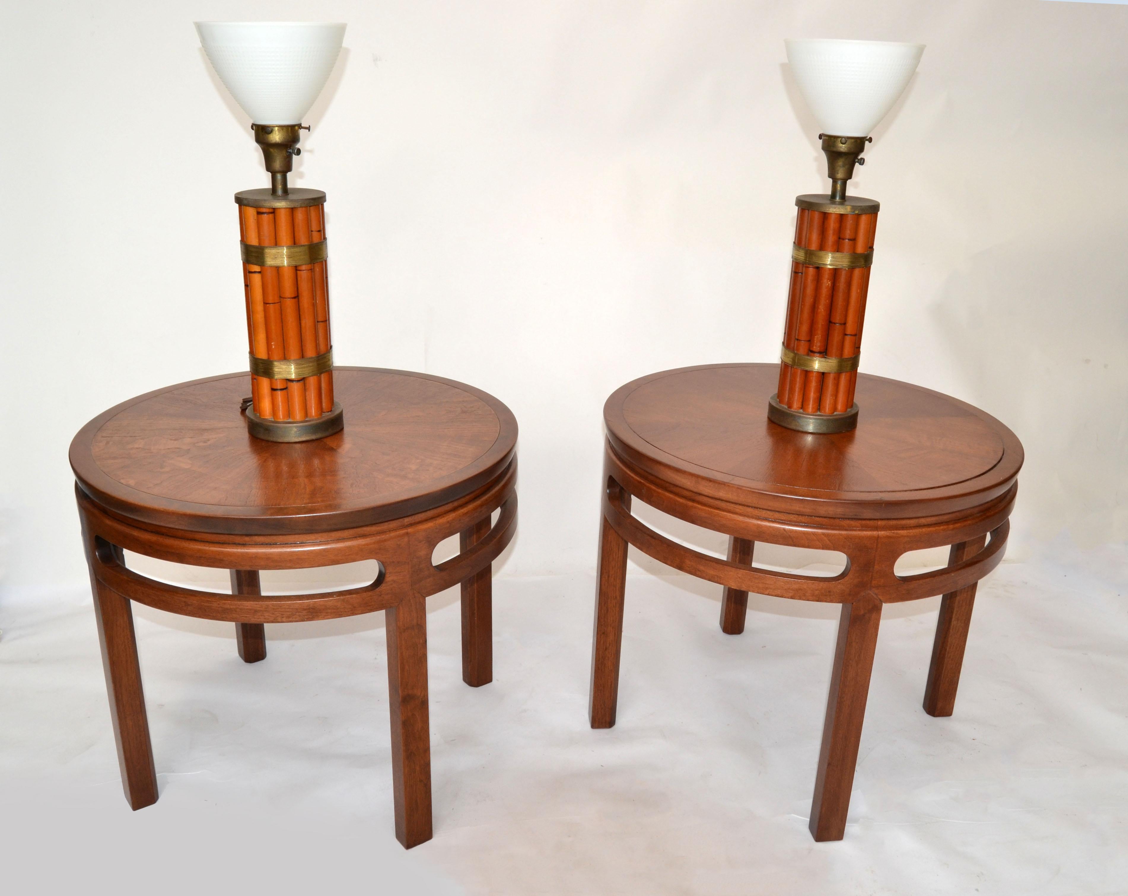 Asian Modern Far East Collection Round Table Michael Taylor Baker Furniture Pair For Sale 2