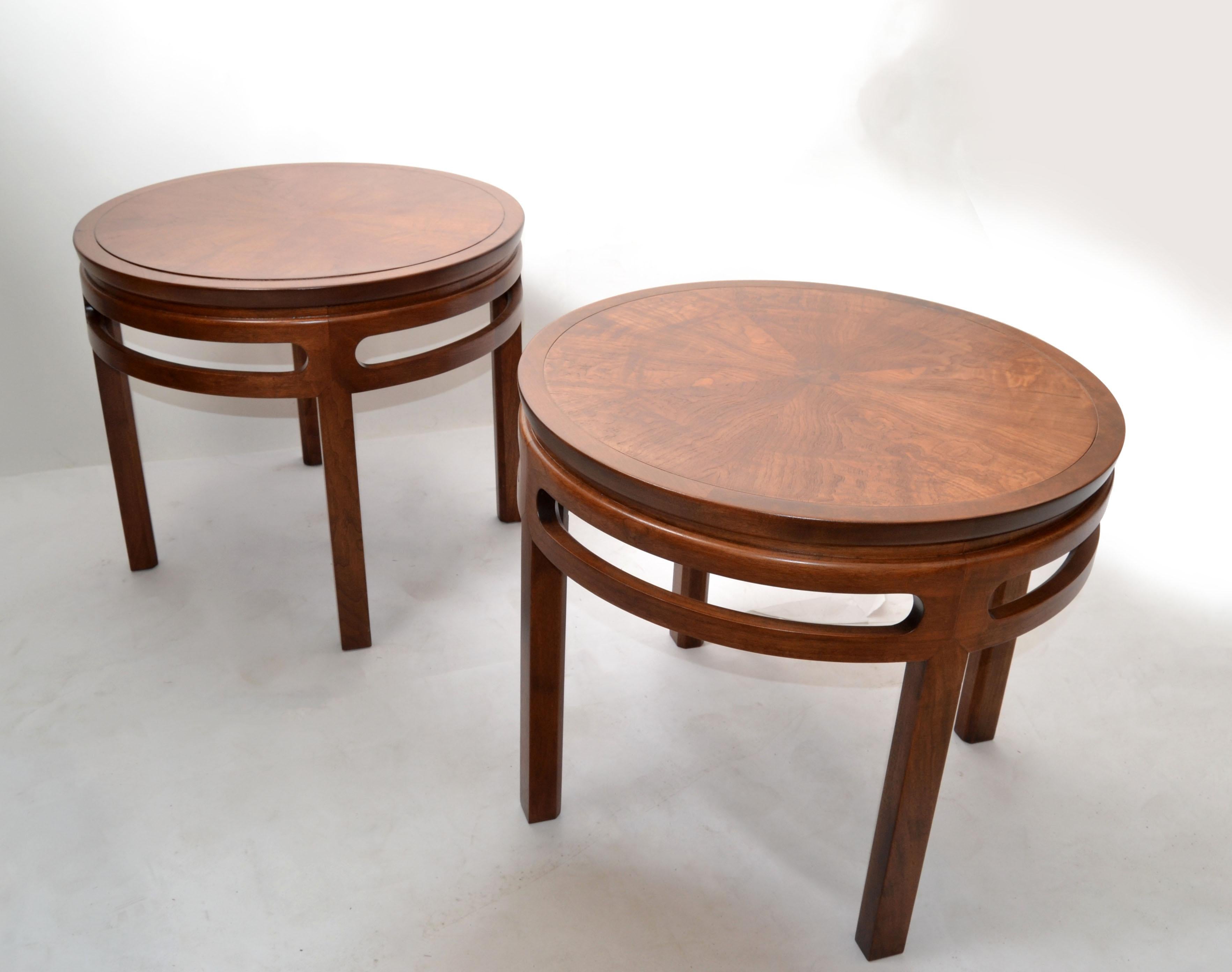 Asian Modern Far East Collection Table ronde Michael Taylor Baker Furniture Pair en vente 4