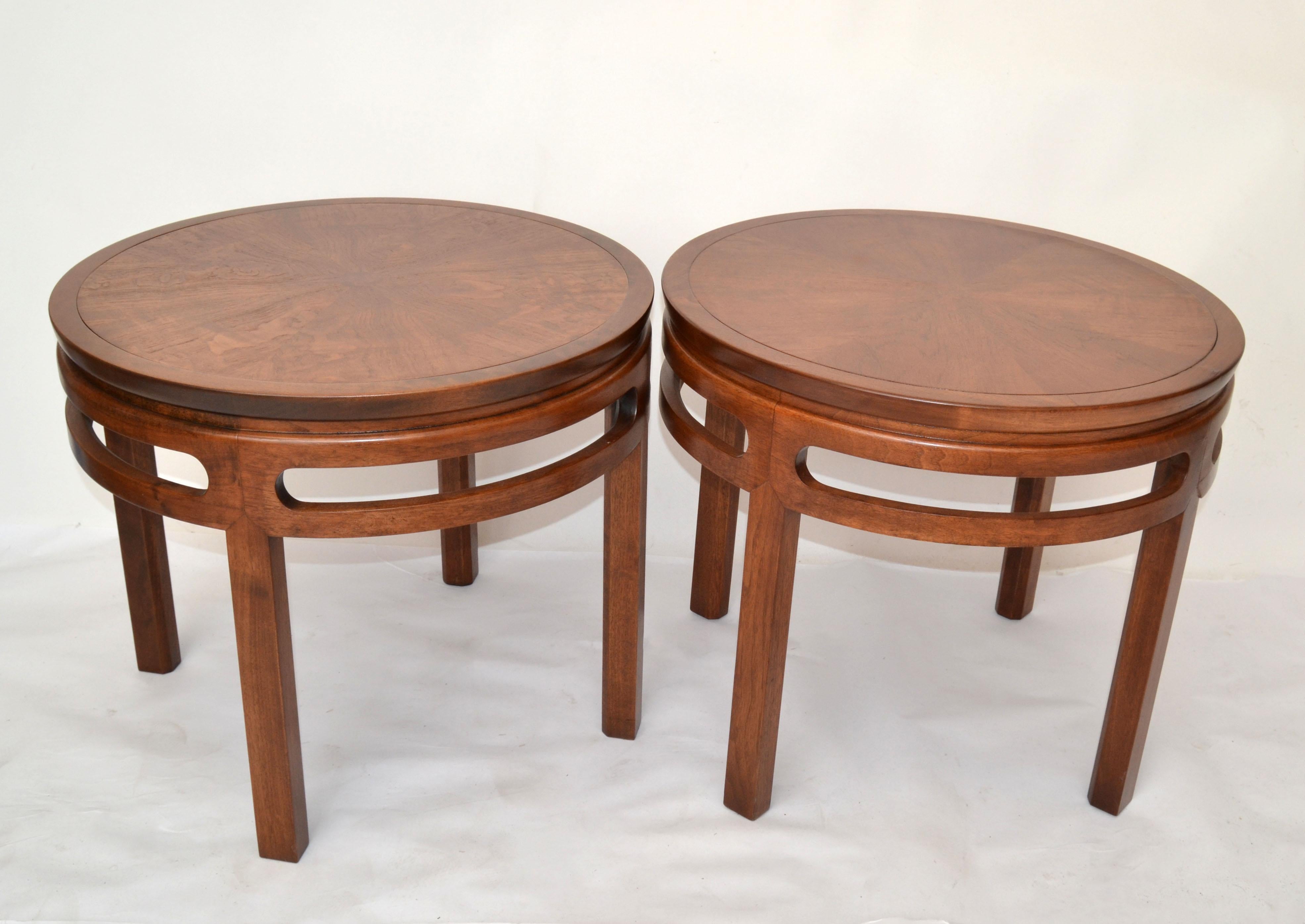 Asian Modern Far East Collection Table ronde Michael Taylor Baker Furniture Pair en vente 7
