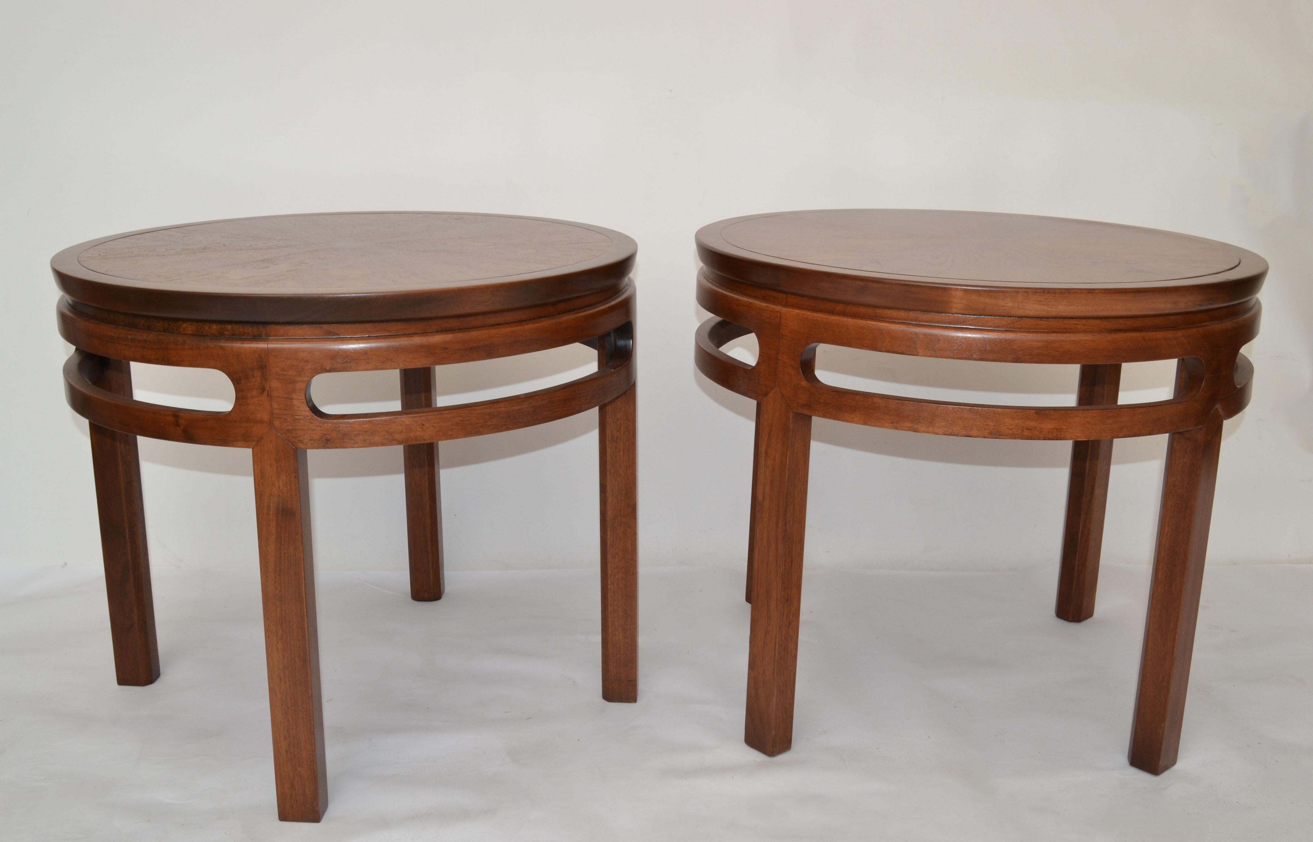 Asian Modern Far East Collection Round Table Michael Taylor Baker Furniture Pair For Sale 7
