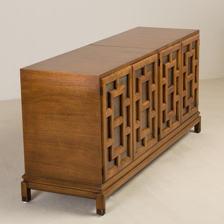 Mid-20th Century Asian Modern Four-Door Cabinet by Renzo Rutilil, 1960s For Sale