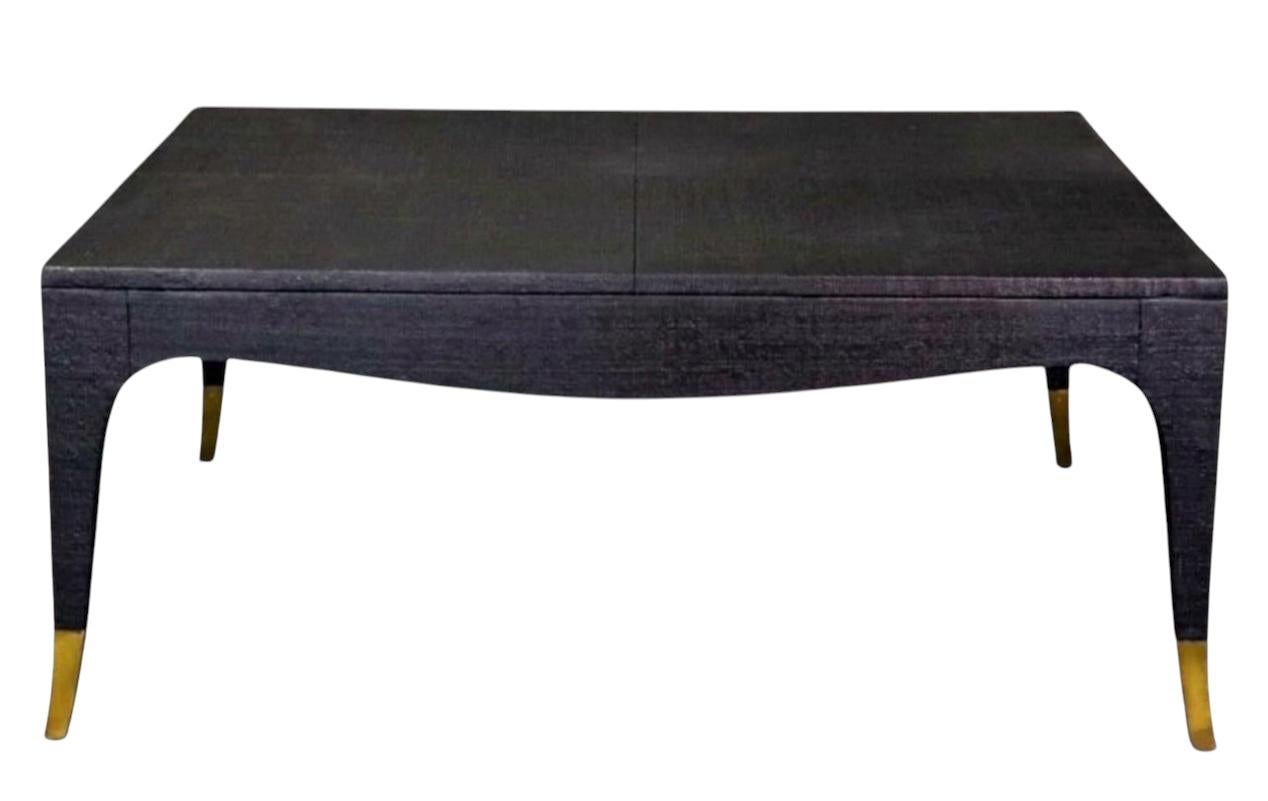 Asian Modern Karl Springer Style Grasscloth Wrapped And Brass Coffee Table 1
