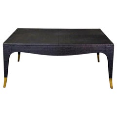 Asian Modern Karl Springer Style Grasscloth Wrapped And Brass Coffee Table