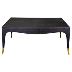 Asian Modern Karl Springer Style Grasscloth Wrapped And Brass Coffee Table