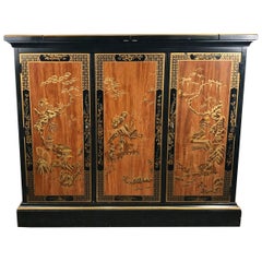 Asian Modern Rolling  Dry Bar Storage Cabinet by Drexel