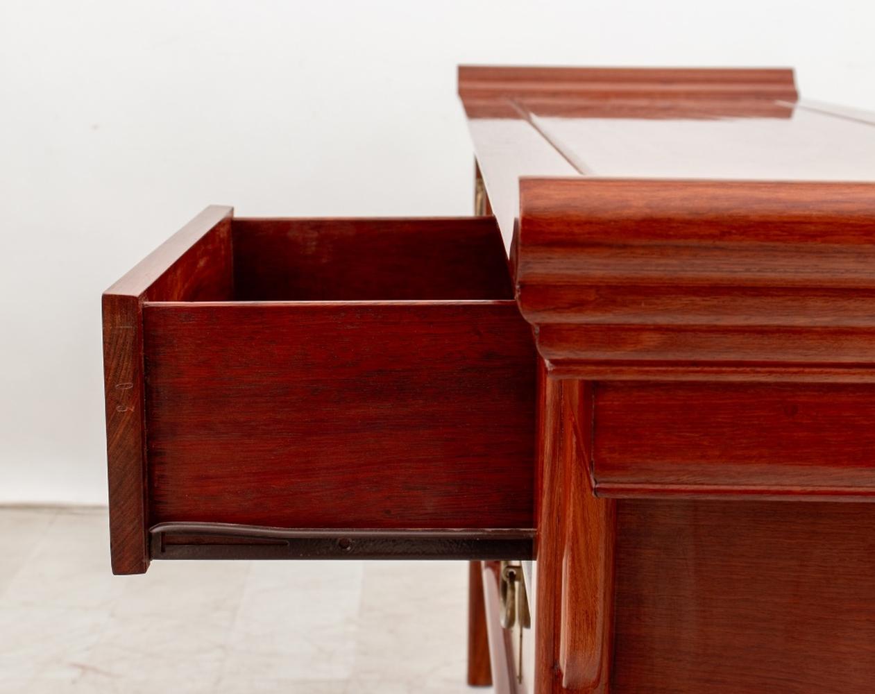 Asian Modern Style Five-Drawer Walnut Credenza In Good Condition For Sale In Astoria, NY