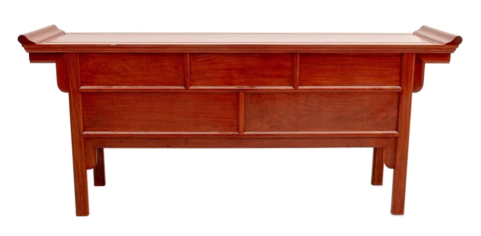 20th Century Asian Modern Style Five-Drawer Walnut Credenza For Sale