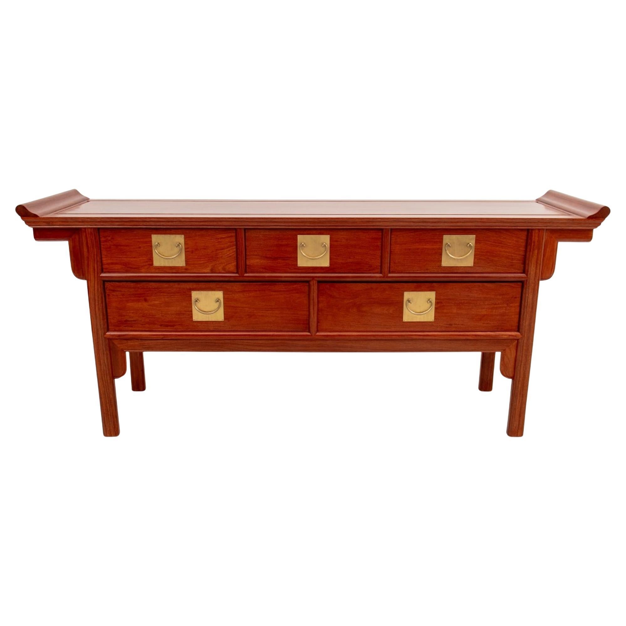 Asian Modern Style Credenza a cinque cassetti in noce