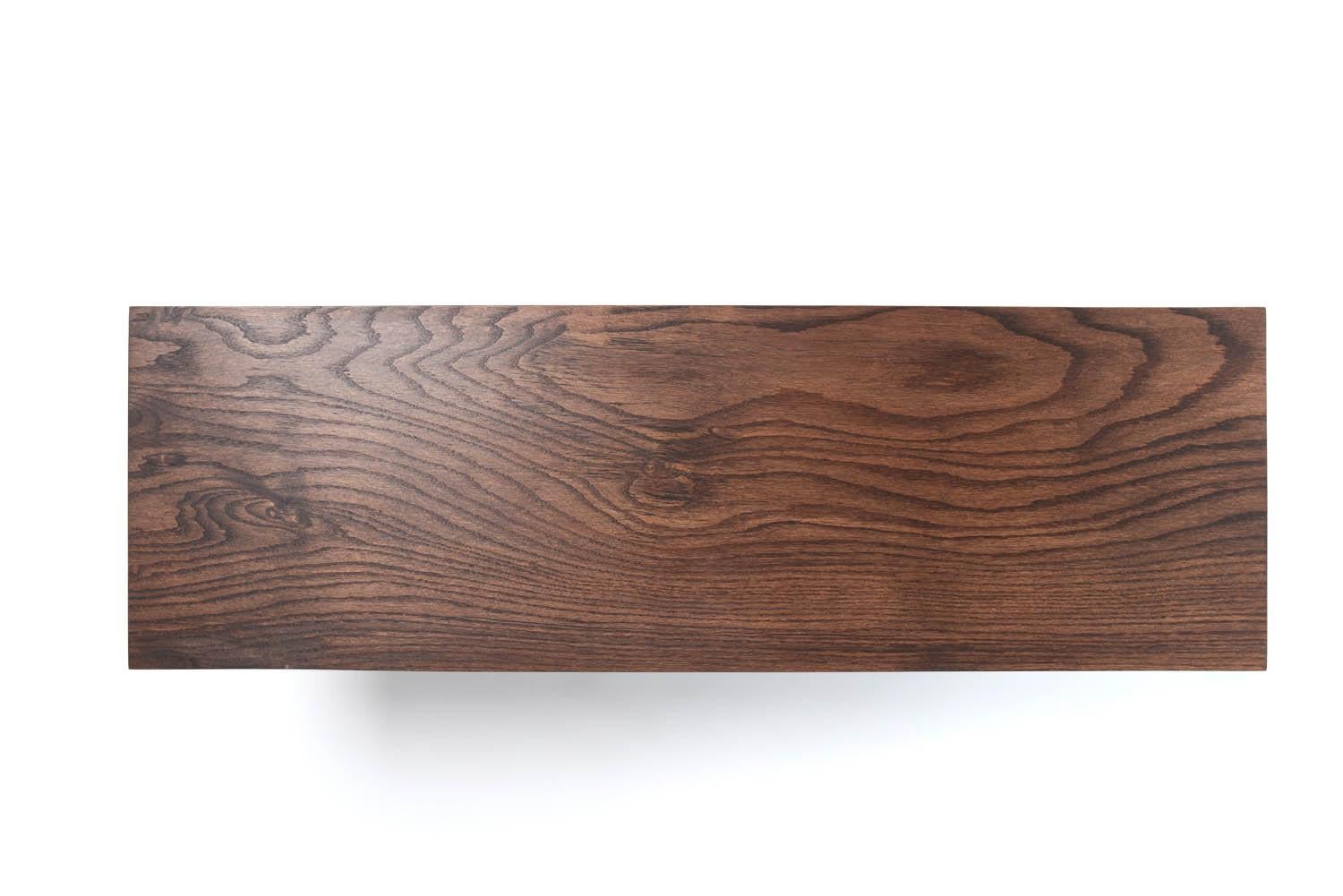Oak Asian Modern Style Sofa Table or Serving Side Board, Dark Wood, Shipping Dent For Sale