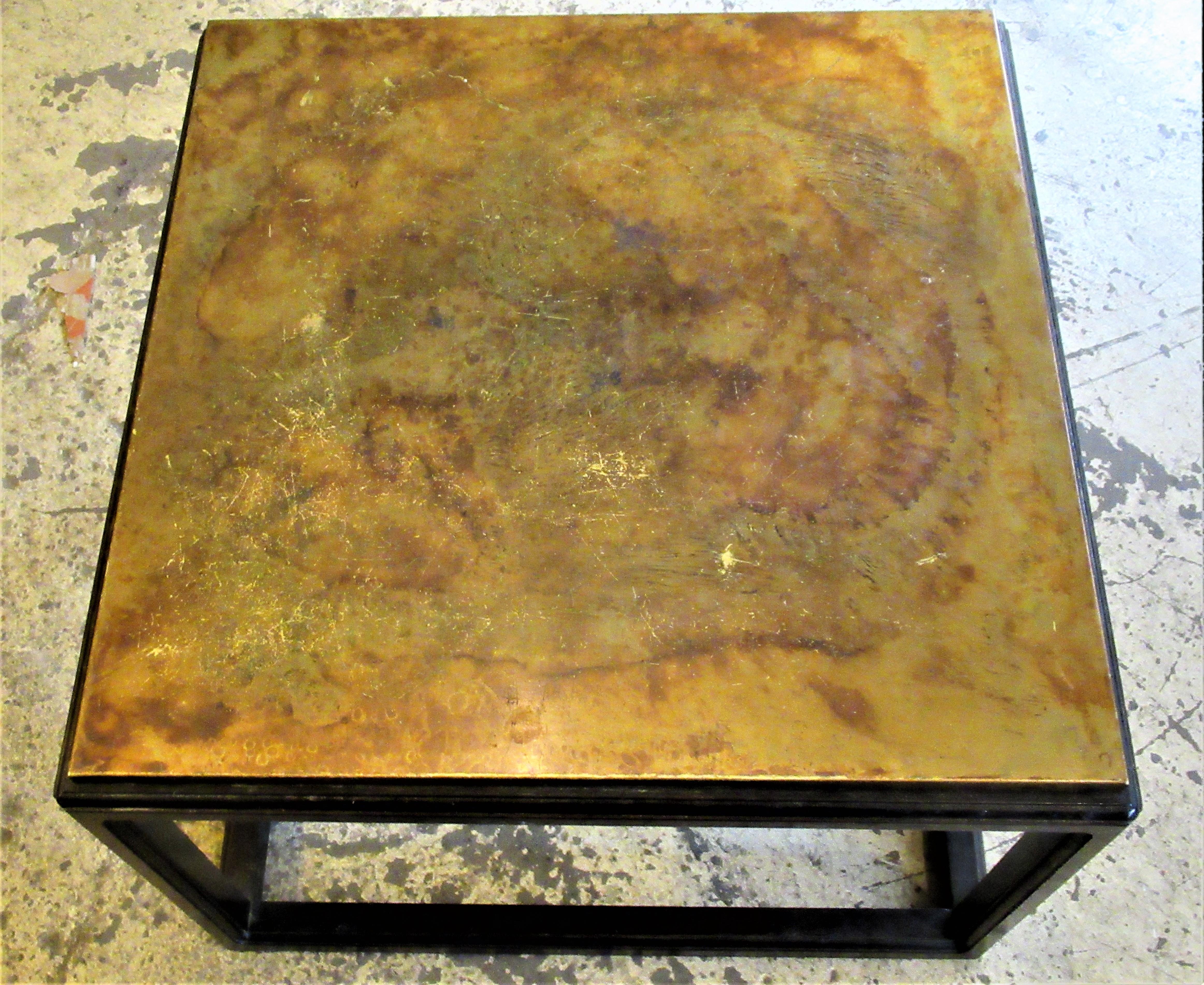 Asian Modern Style Walnut Base Copper Top Coffee Table 5