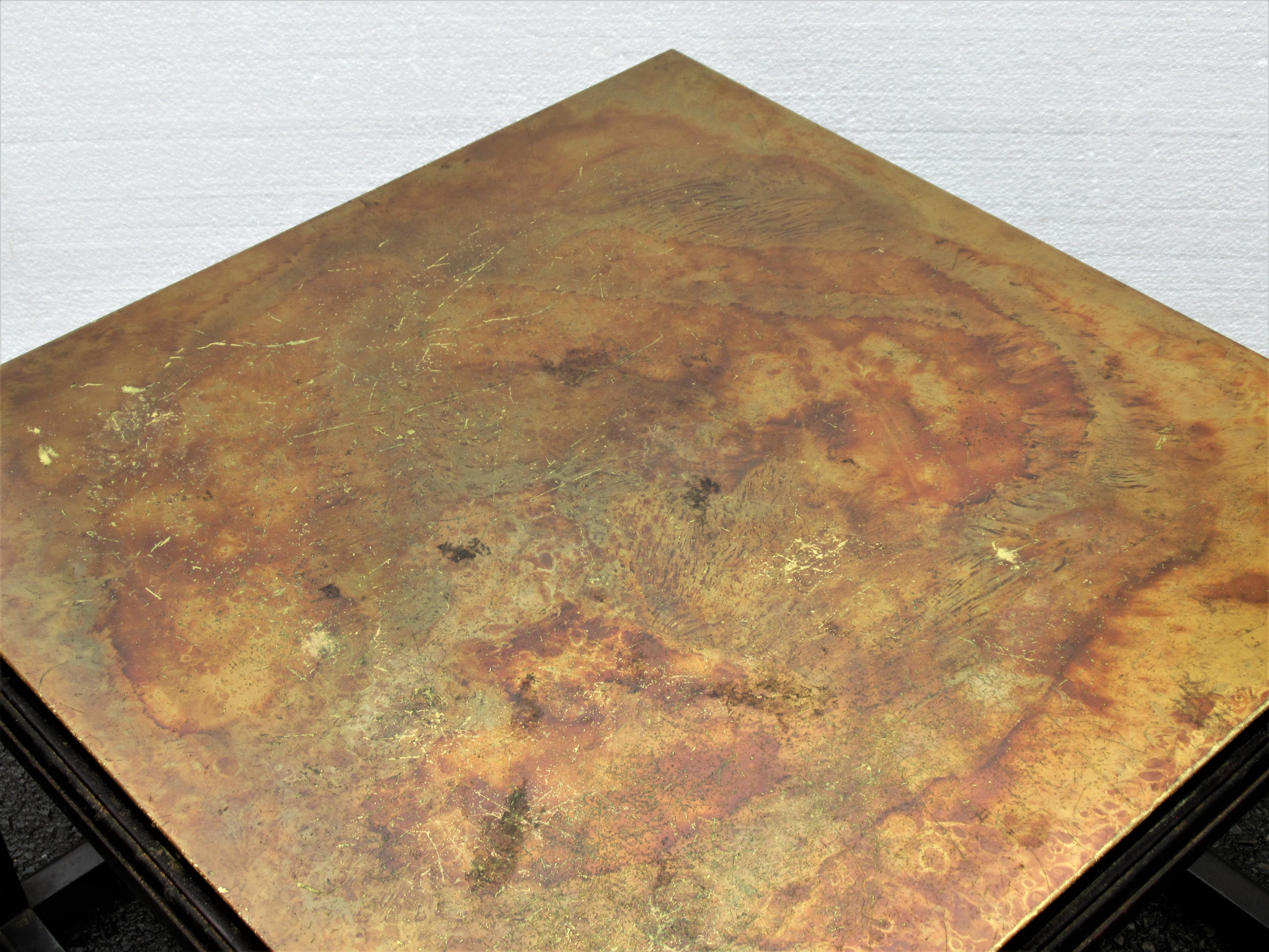 Asian Modern Style Walnut Base Copper Top Coffee Table 8