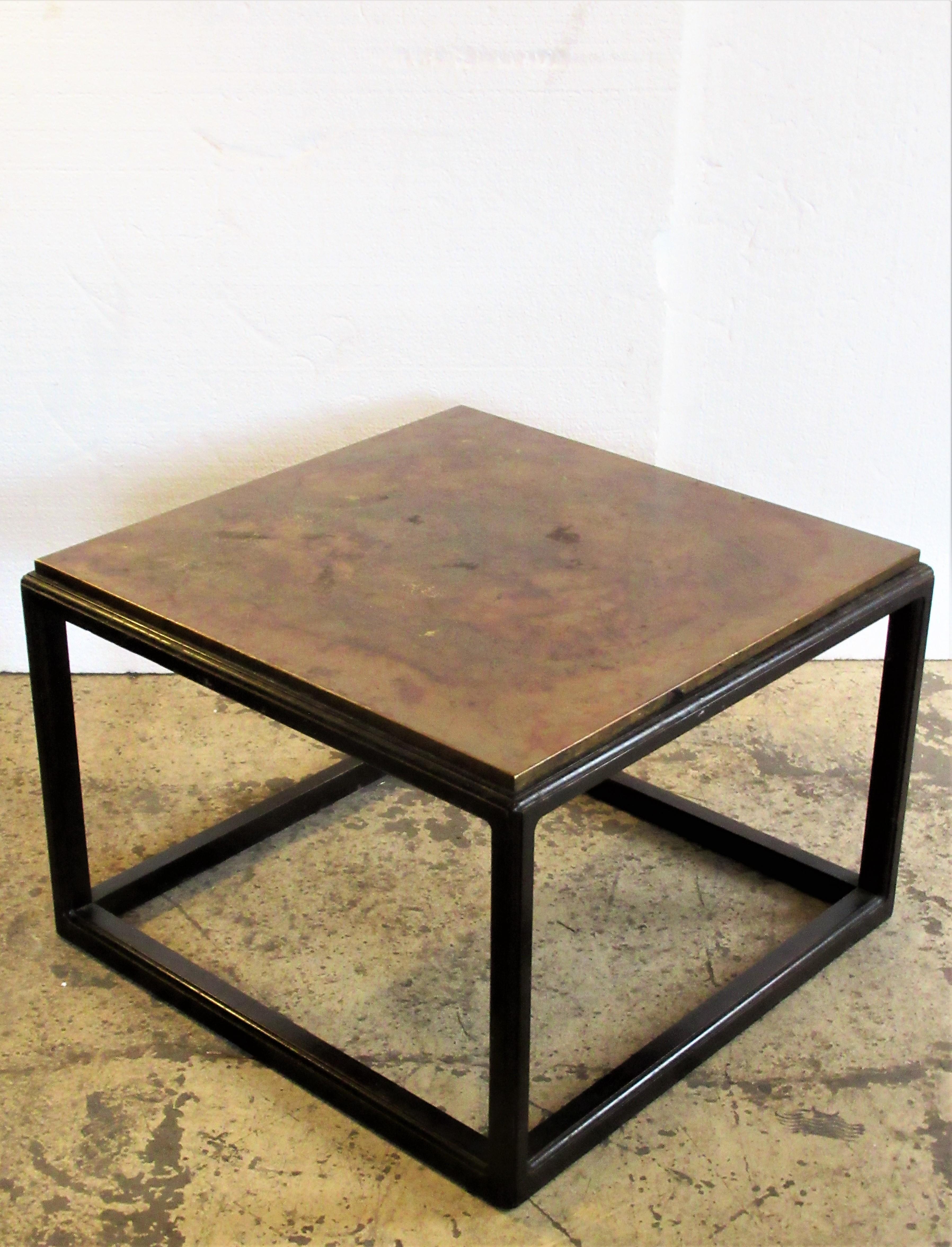 Asian Modern Style Walnut Base Copper Top Coffee Table 9