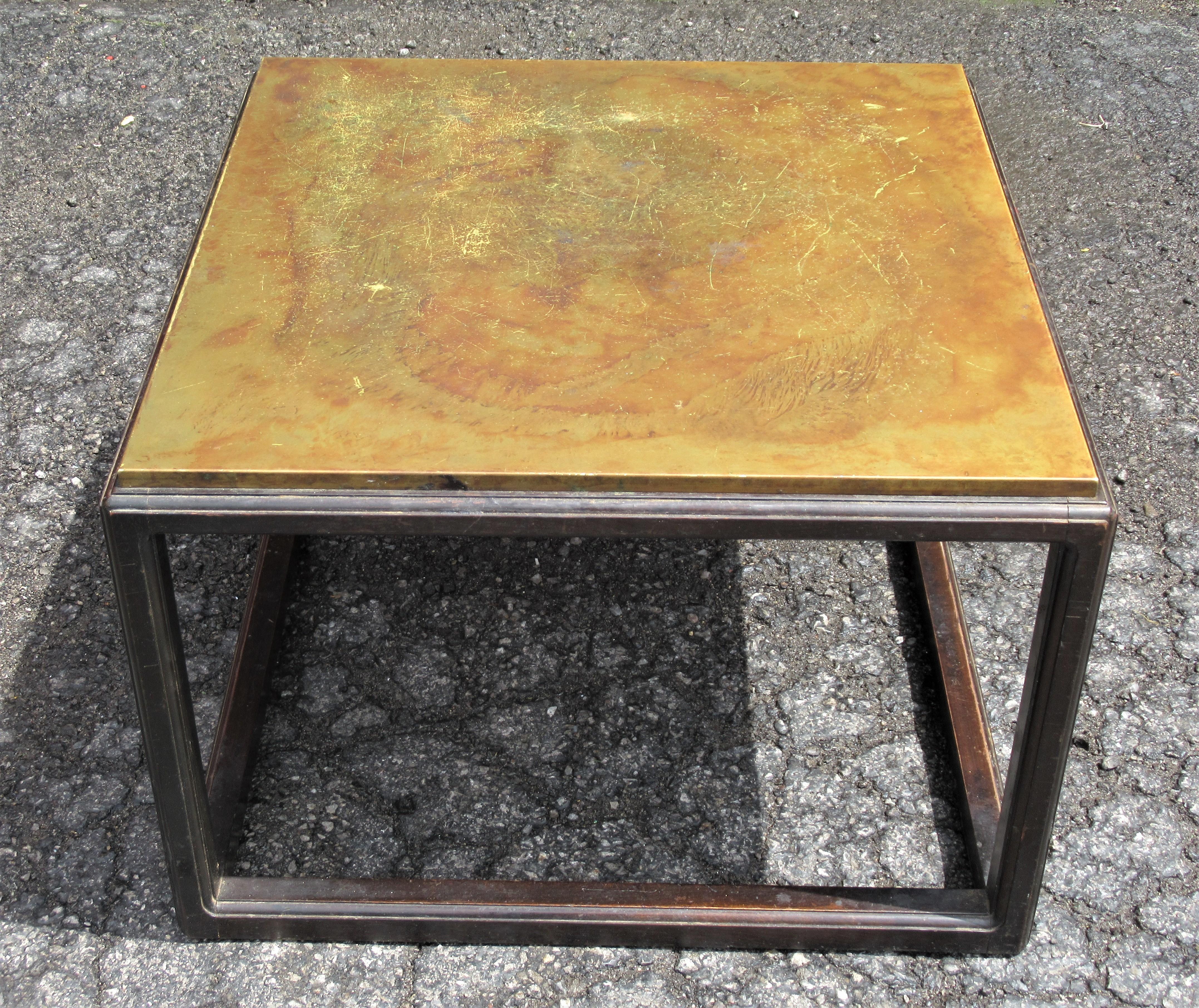 20th Century Asian Modern Style Walnut Base Copper Top Coffee Table