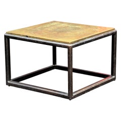 Asian Modern Style Walnut Base Copper Top Coffee Table