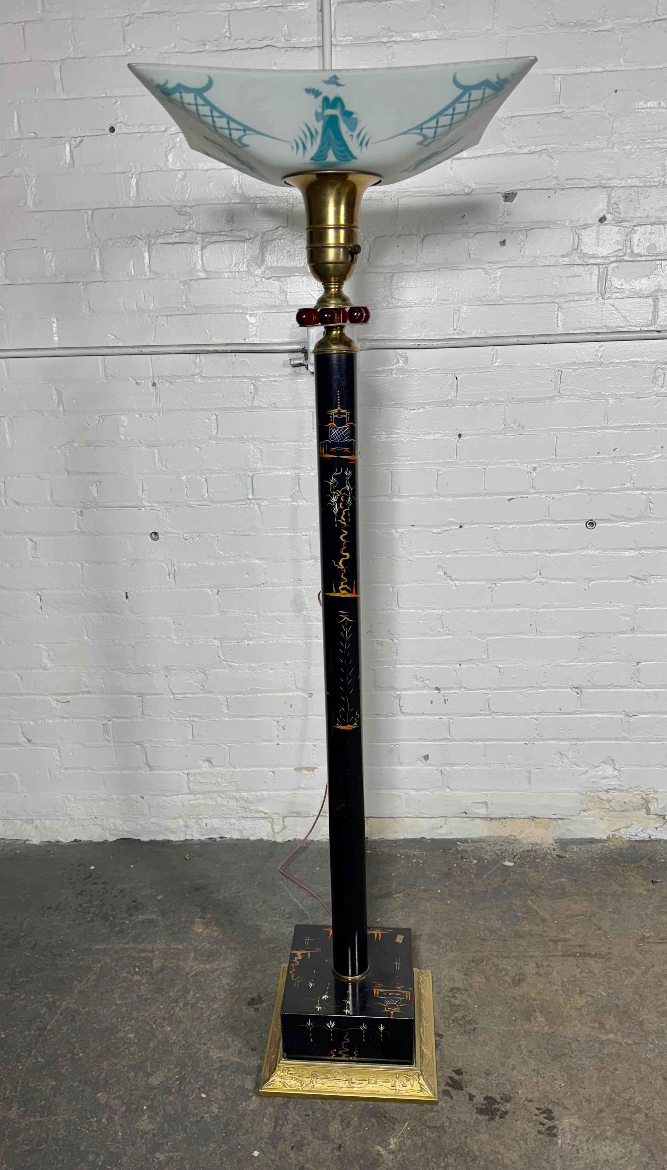 Lámpara de pie / antorcha pintada a mano Asian Modernist Chinese Style en venta 3