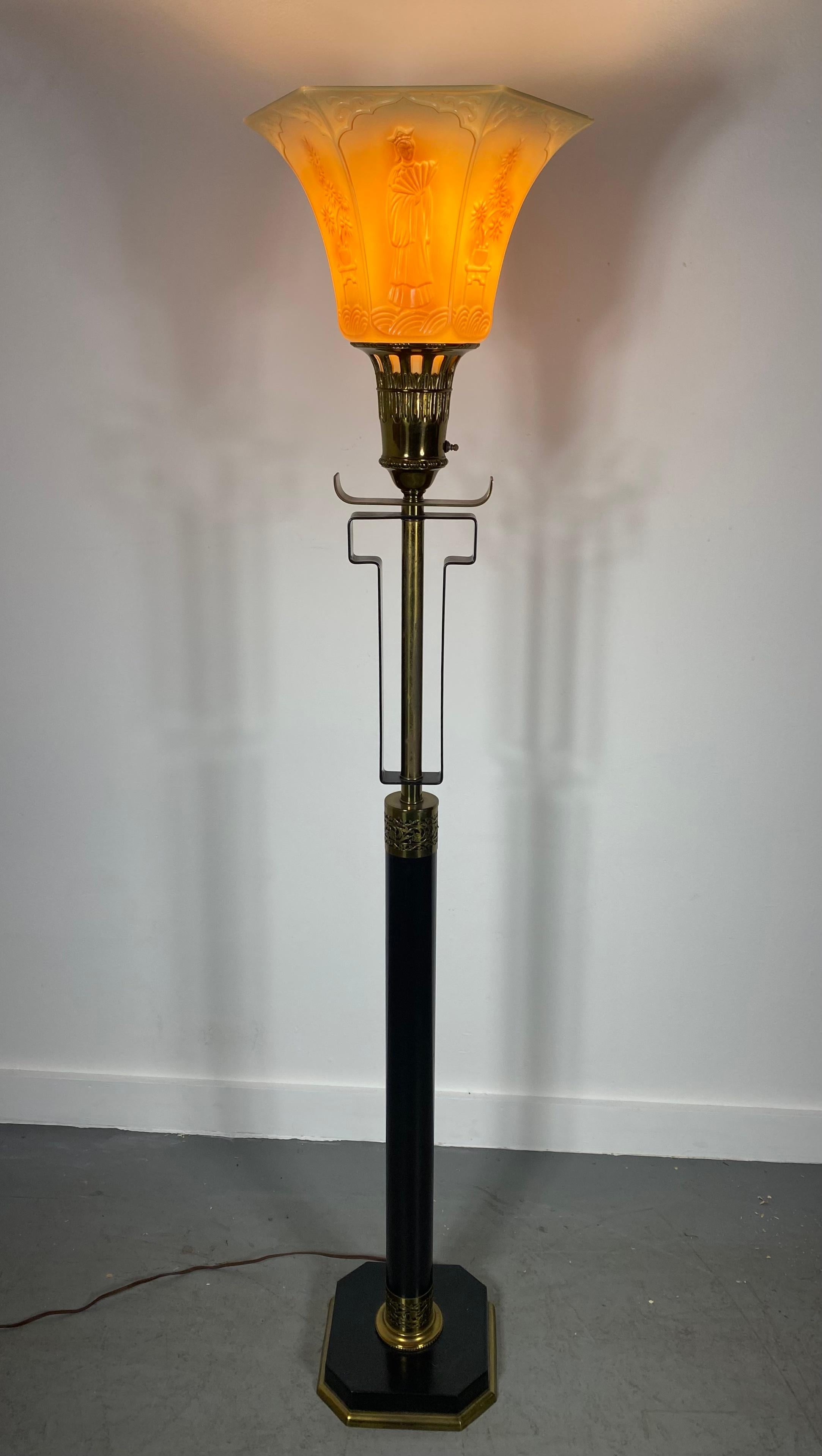 Asian Modernist Torchere / Floor Lamp, Attributed to James Mont, 1940s In Good Condition For Sale In Buffalo, NY