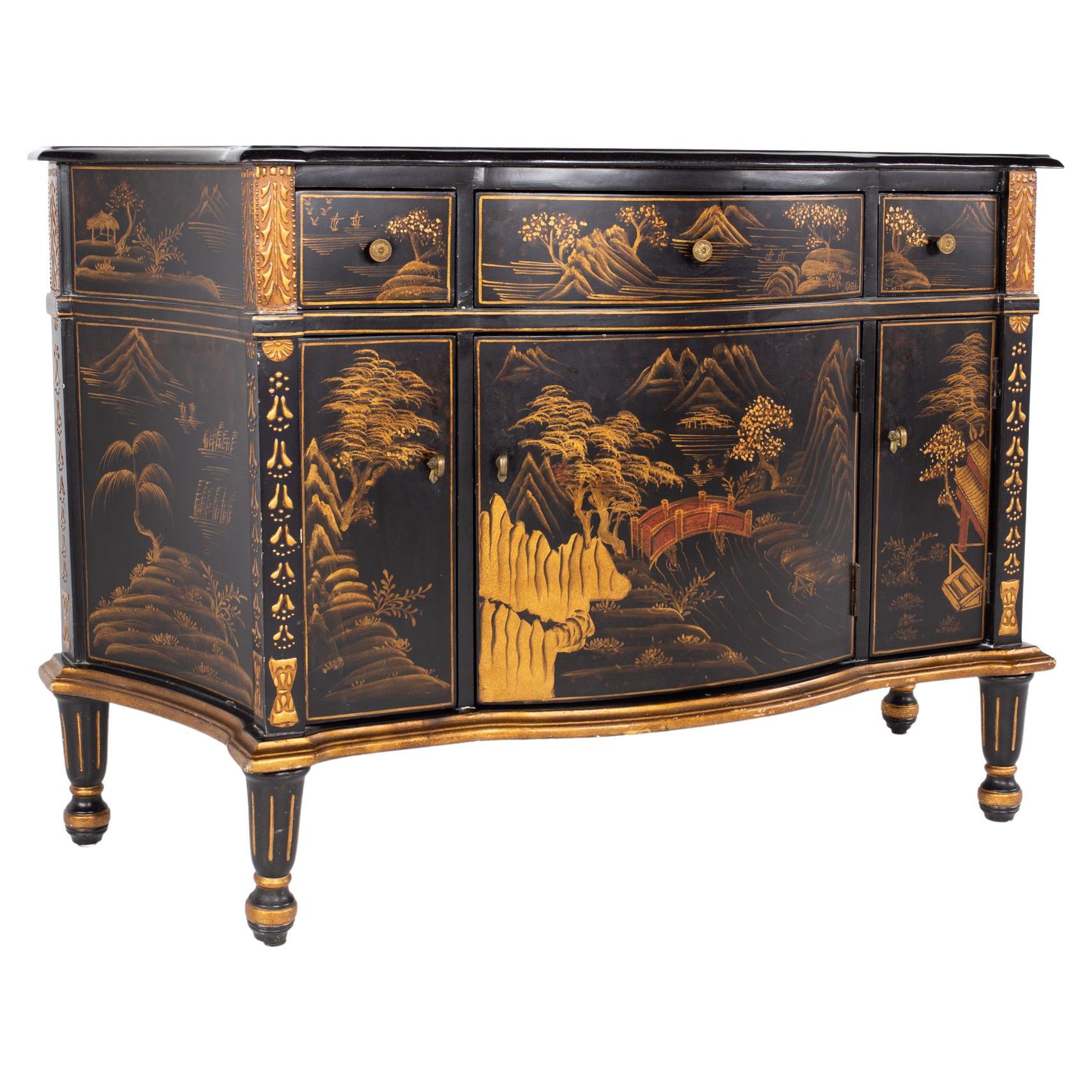 Asian Motif with Black Marble Top at 1stDibs