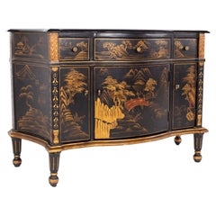 Asian Motif Cabinet with Black Marble Top