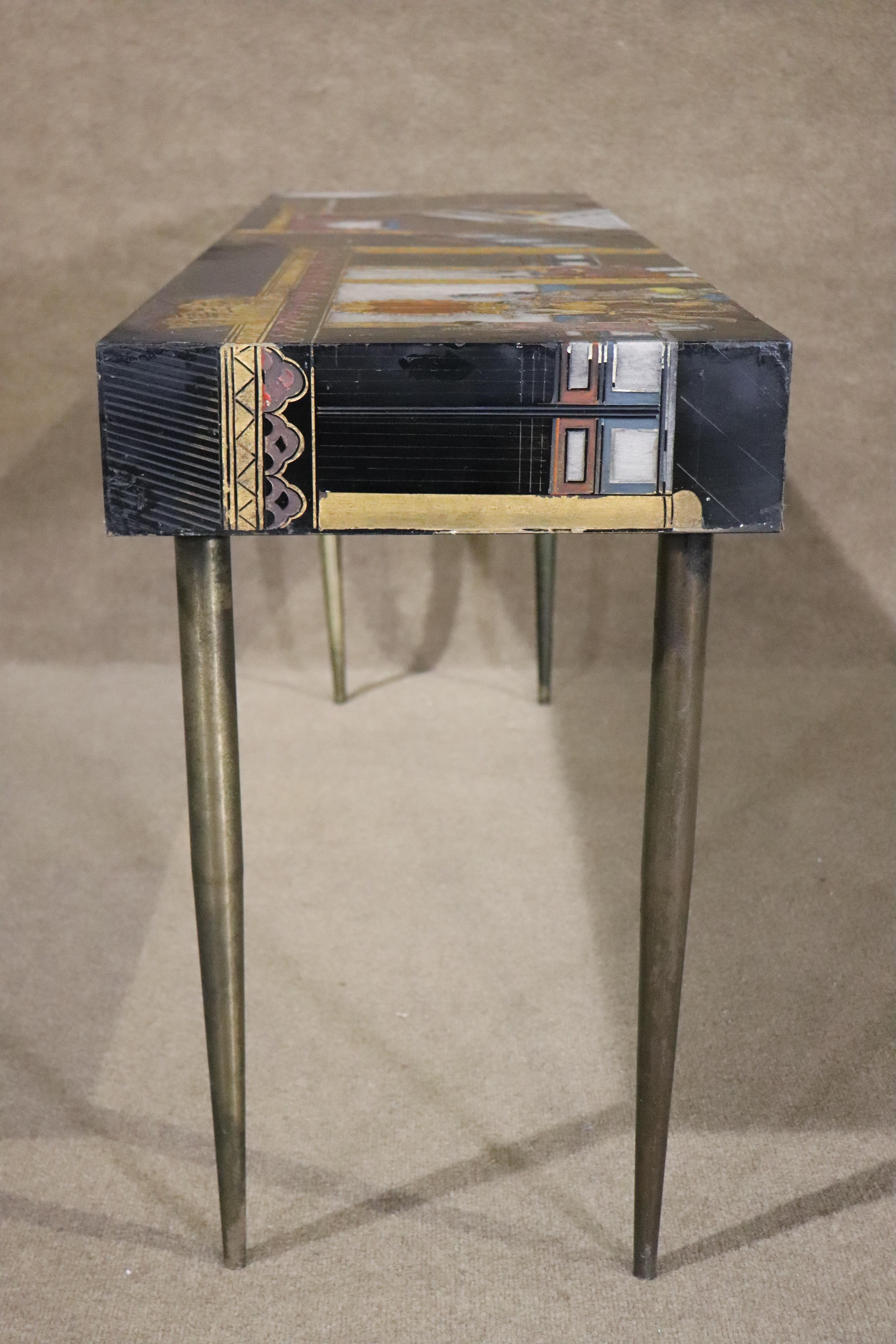 Brass Asian Motif Console Table For Sale