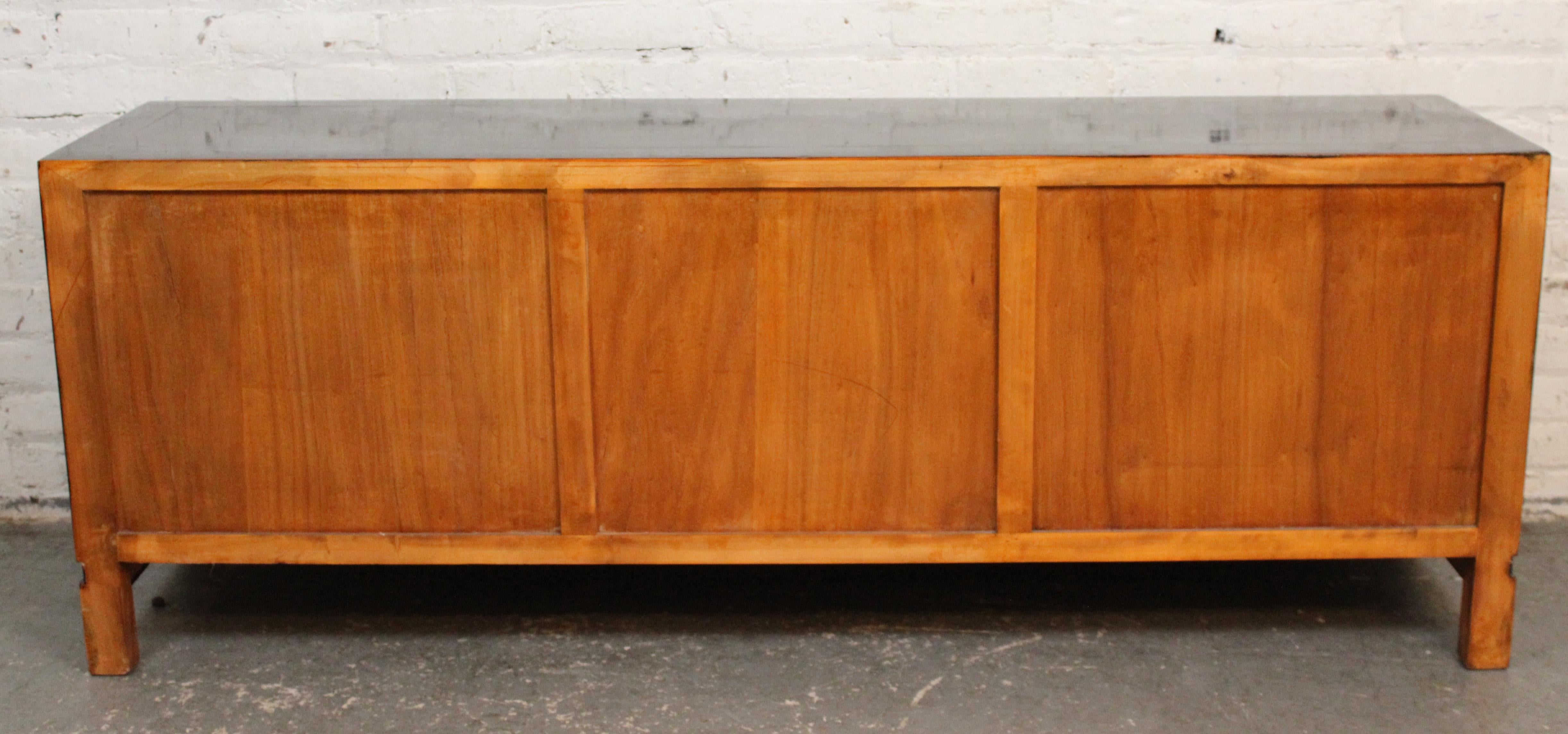 Asian Motif Lacquered Console Cabinet For Sale 4