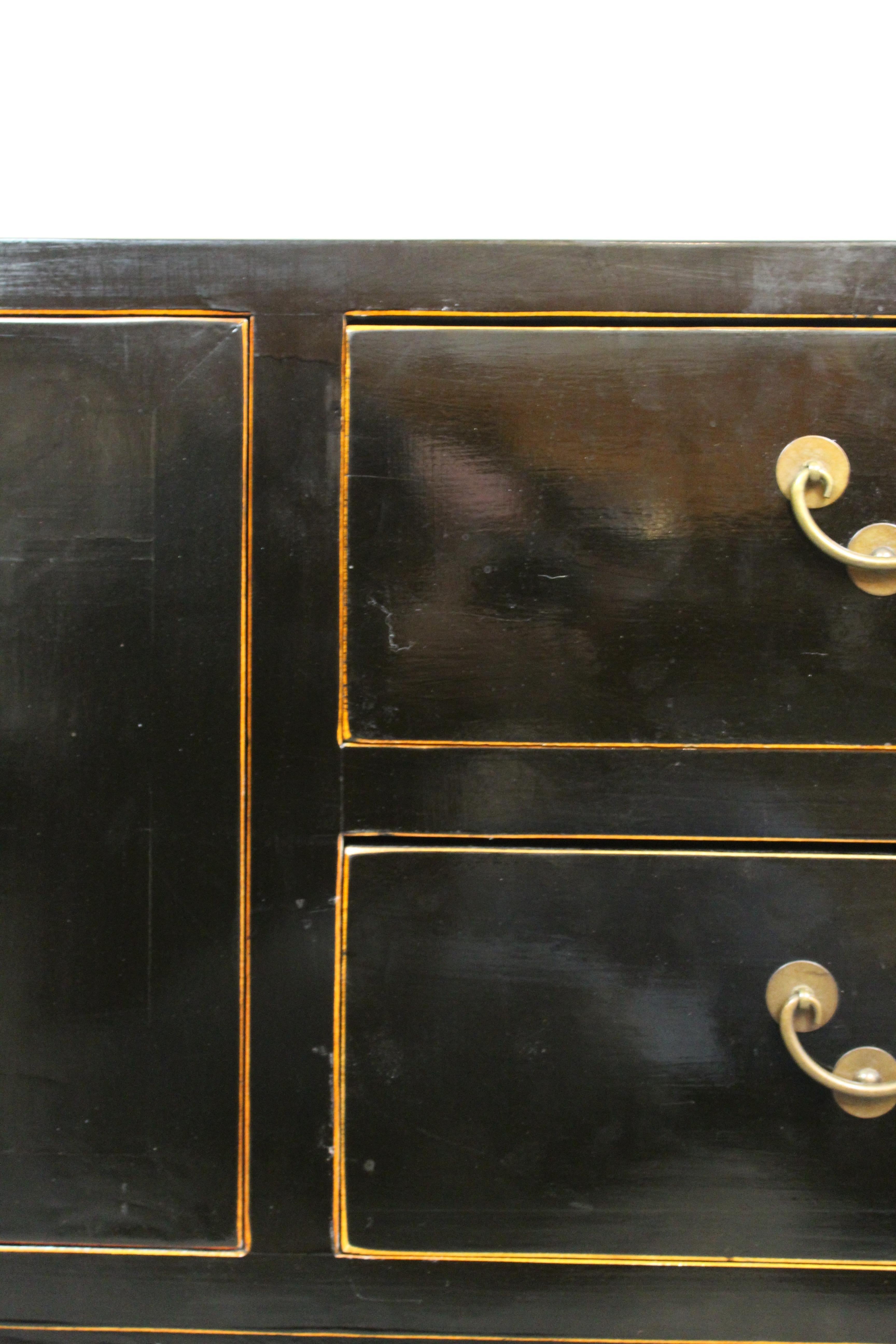 Asian Motif Lacquered Console Cabinet For Sale 5