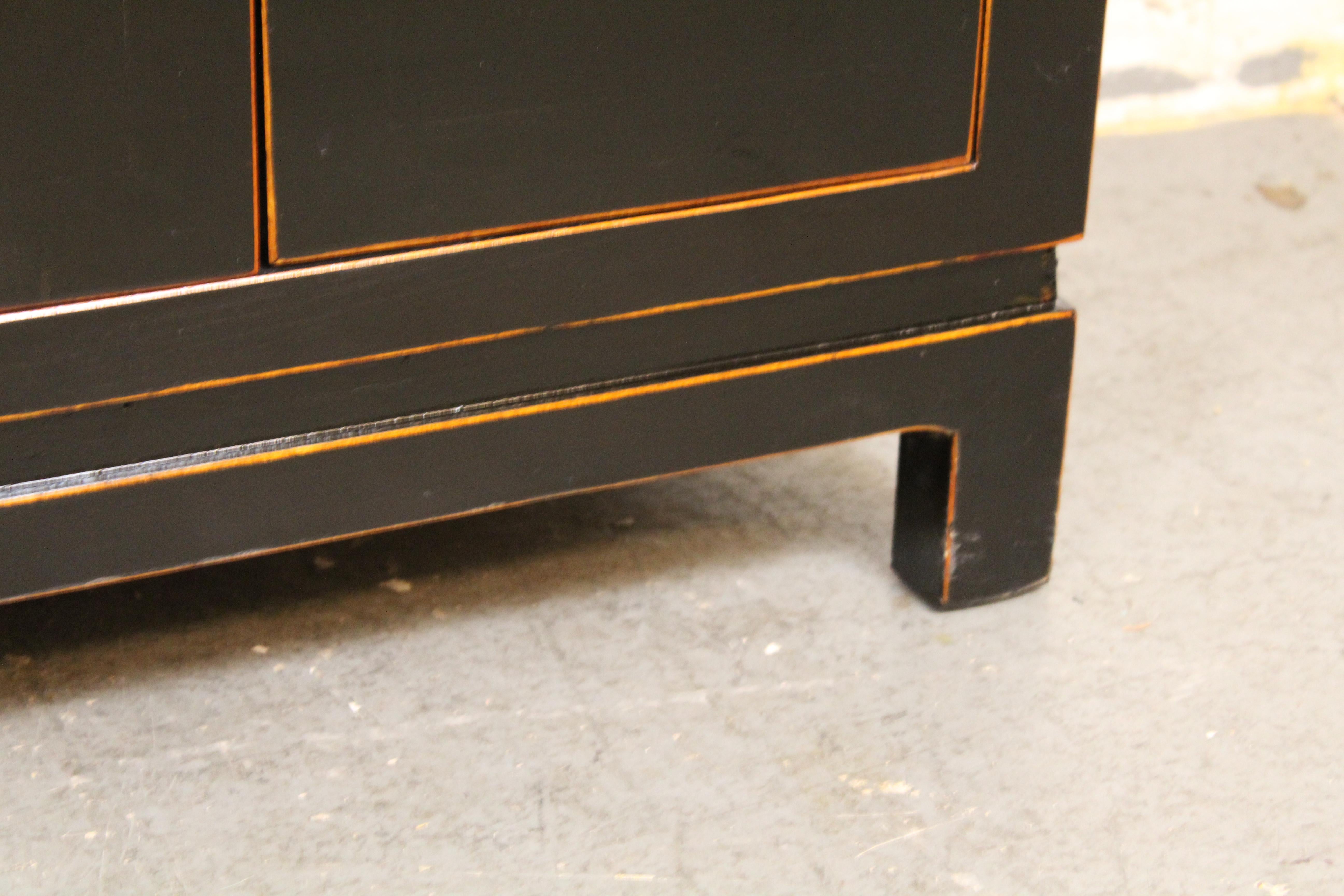 Asian Motif Lacquered Console Cabinet For Sale 7