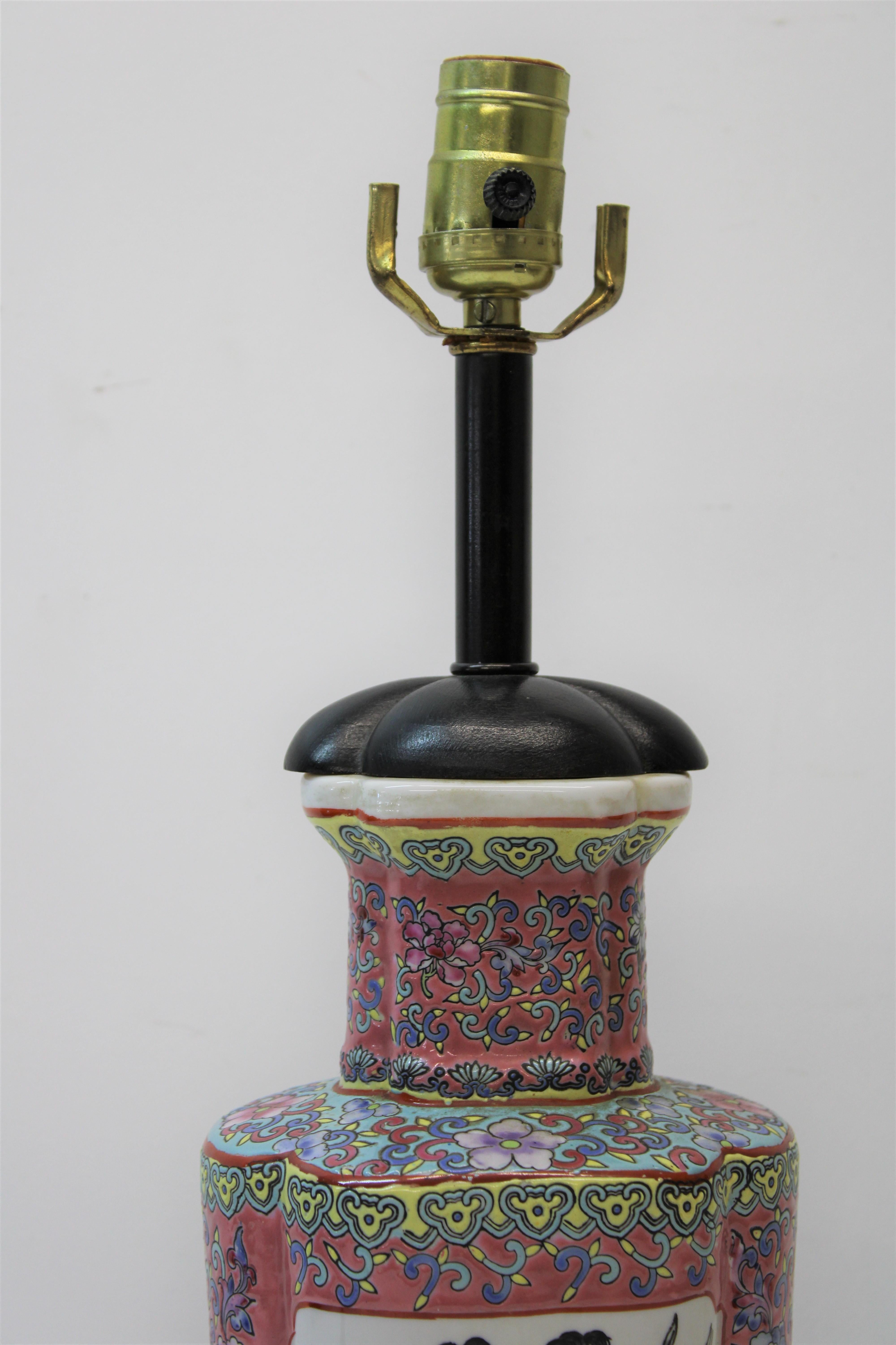 Asian Motif Unglazed Ceramic Lamps For Sale 1