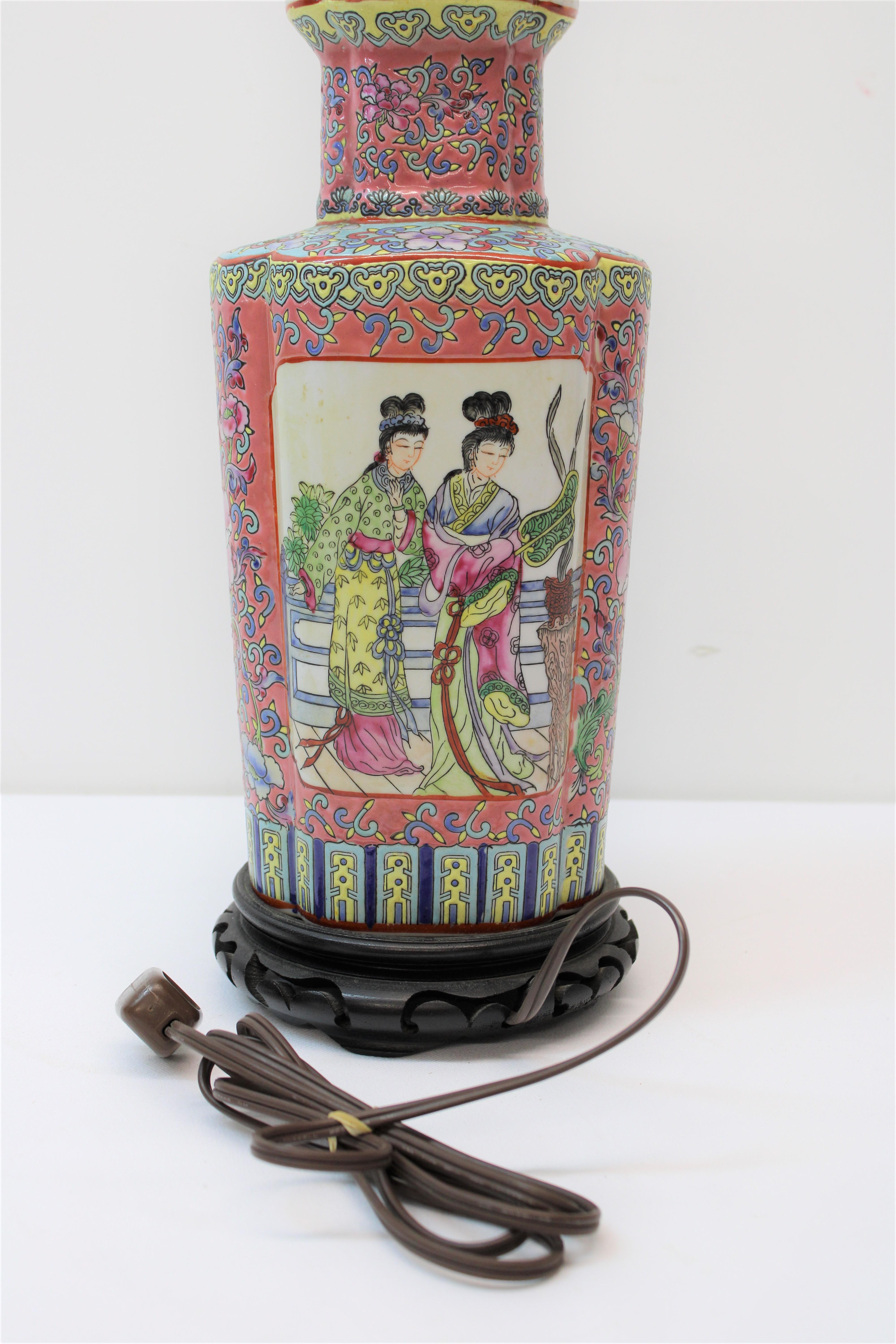 Asian Motif Unglazed Ceramic Lamps For Sale 2