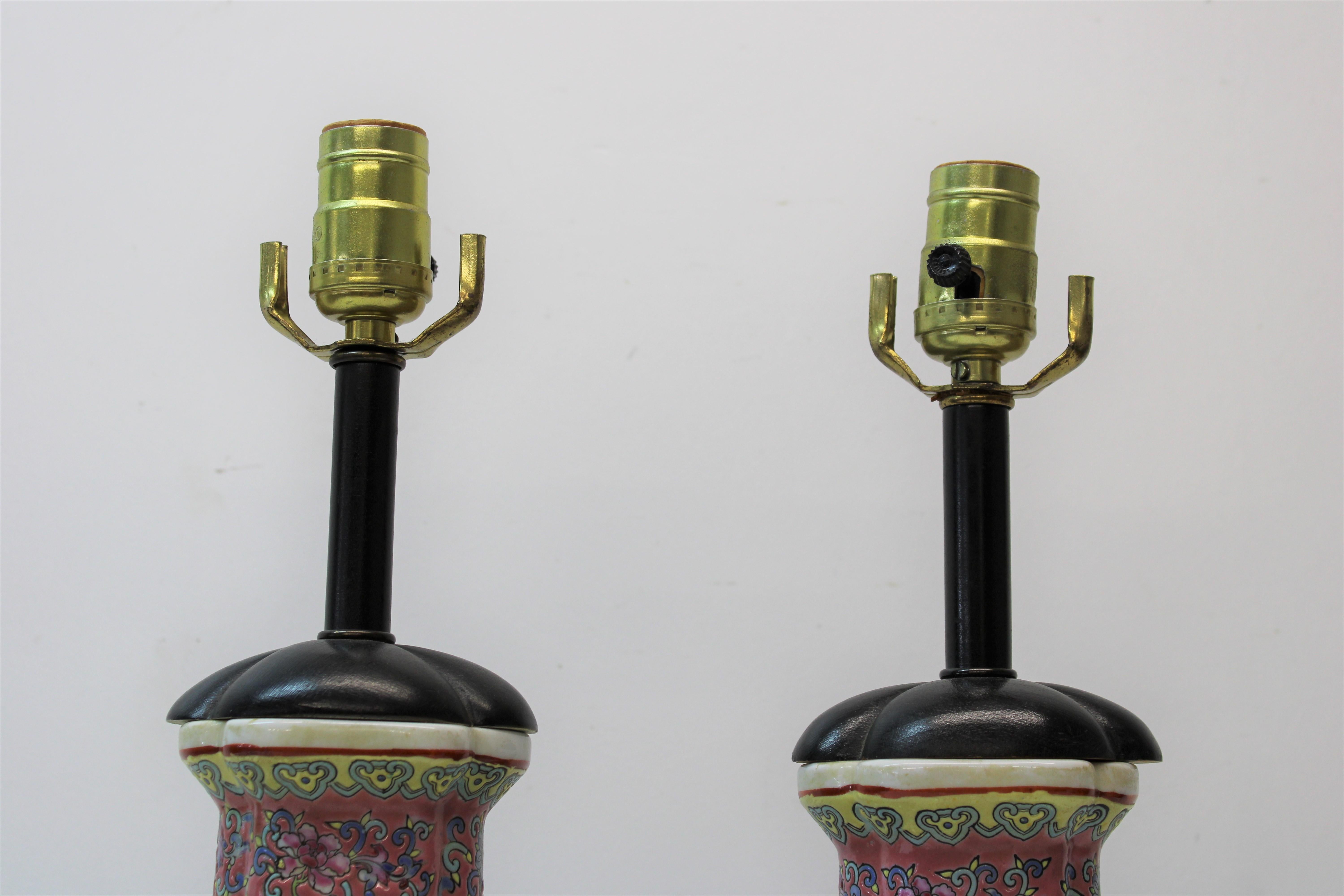 Asian Motif Unglazed Ceramic Lamps For Sale 3