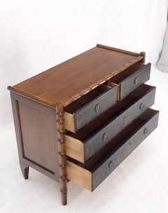 Asian Motive Scene Drawer Decorated Faux Bamboo 4 Drawers Dresser Bachelor Chest