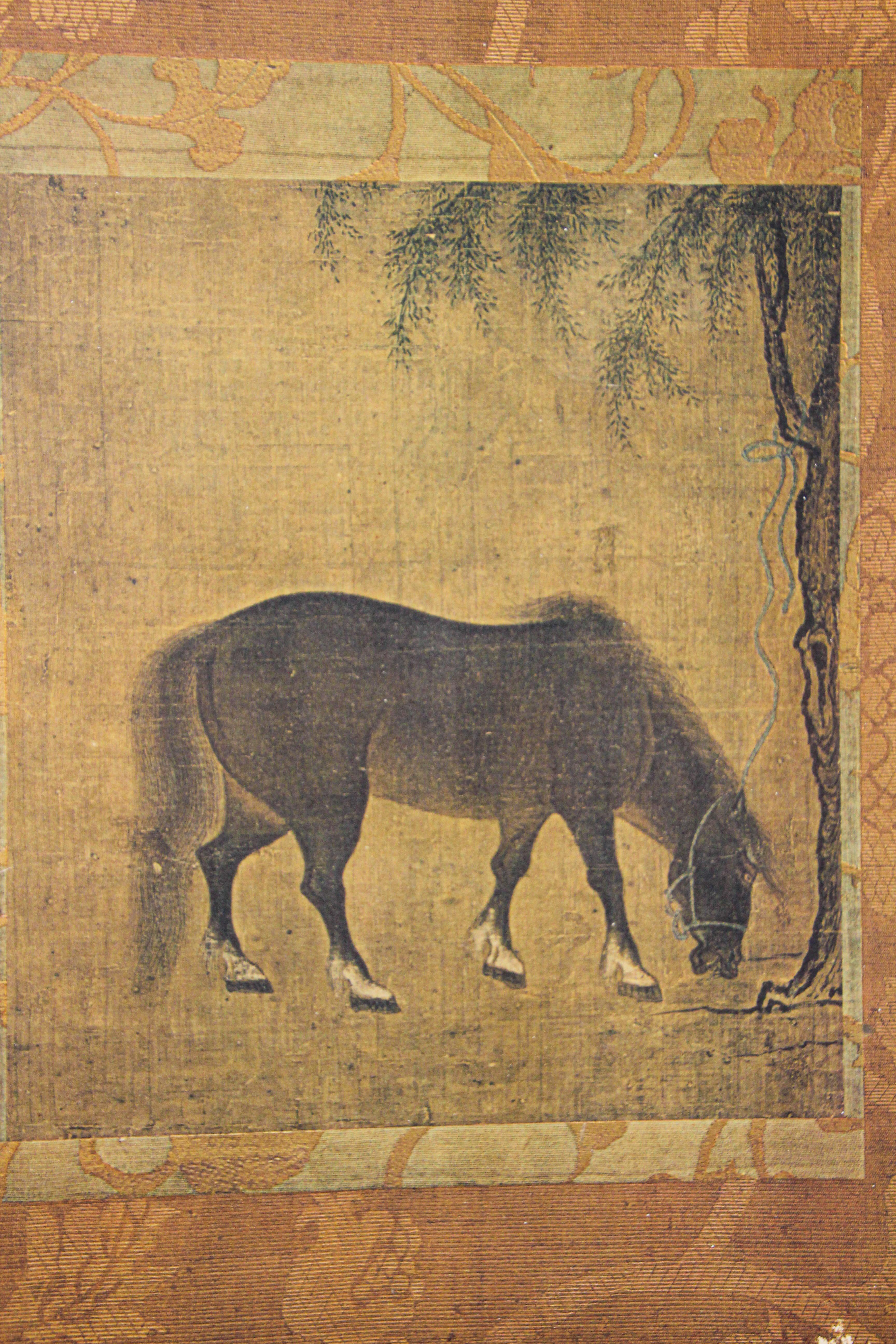 Imprimé cheval chinois asiatique Bon état - En vente à North Hollywood, CA