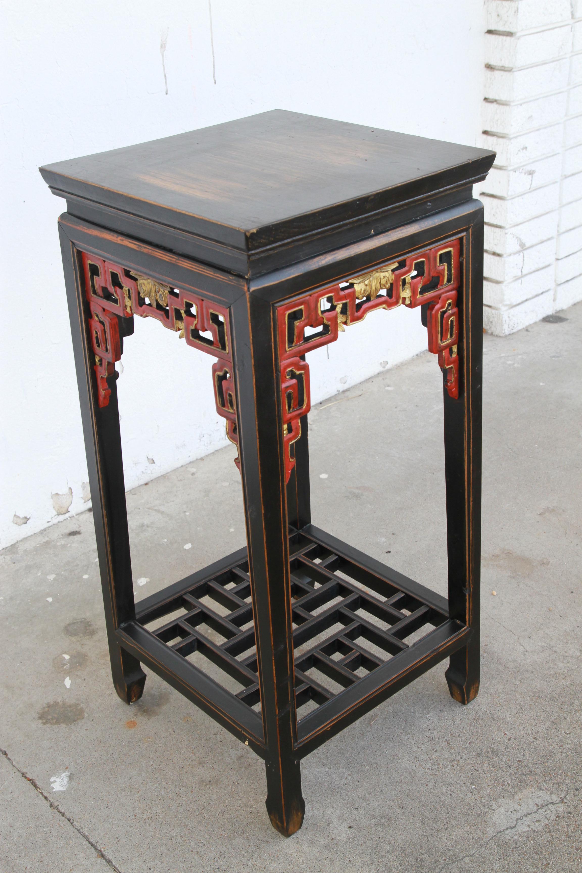 Glazed 19th Century Chinese Qing Period Plant Stand Pedestal For Sale