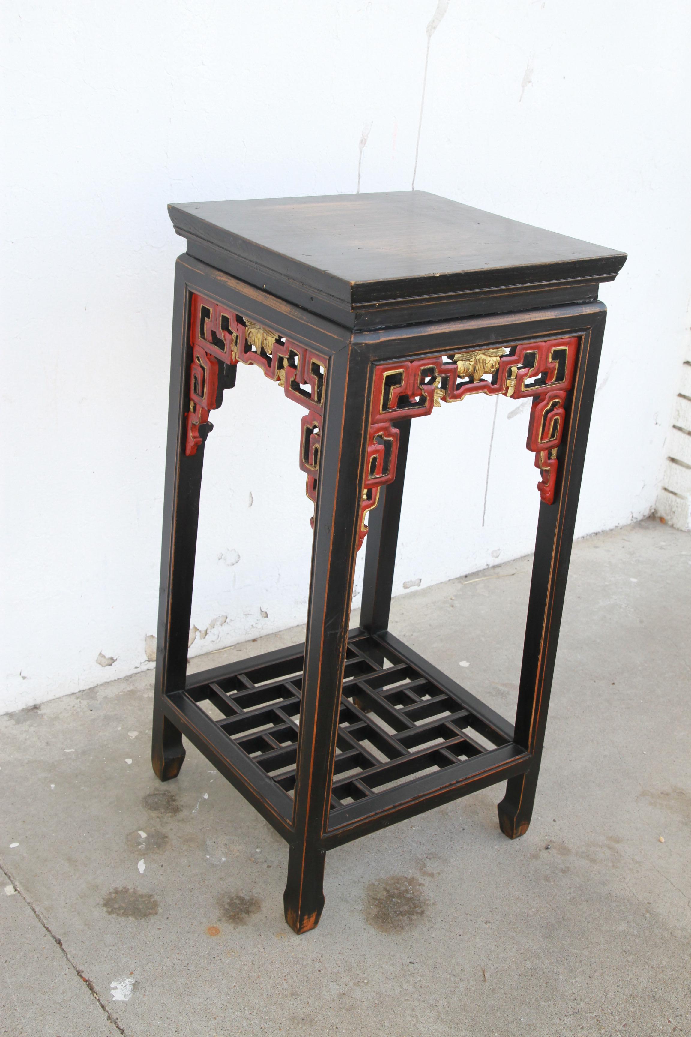 Wood 19th Century Chinese Qing Period Plant Stand Pedestal For Sale