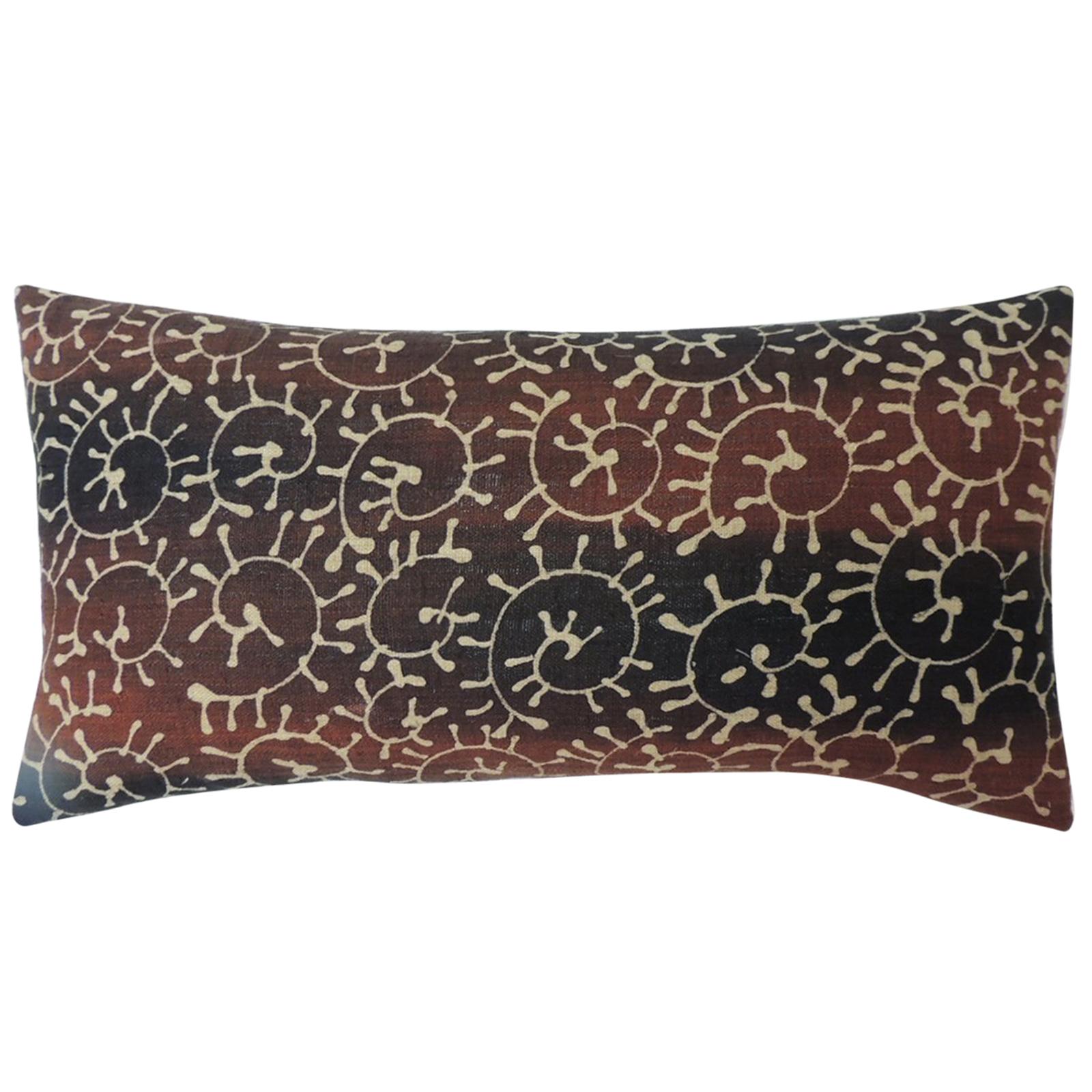 Vintage Black and Gold Batik Textile Bolster Decorative Pillow at 1stDibs