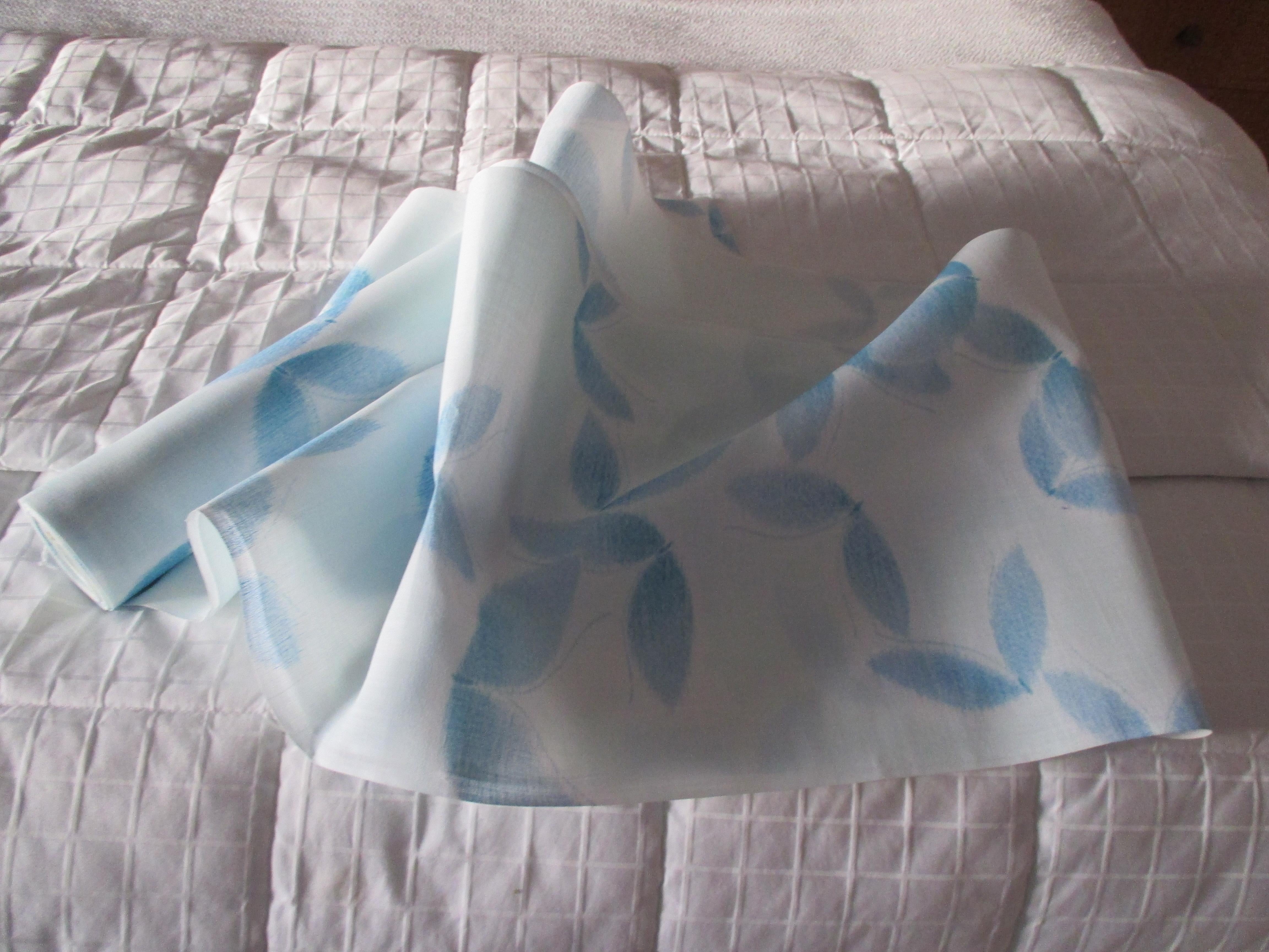 Japanese  Vintage Blue and White Hand-Blocked Textile Roll For Sale