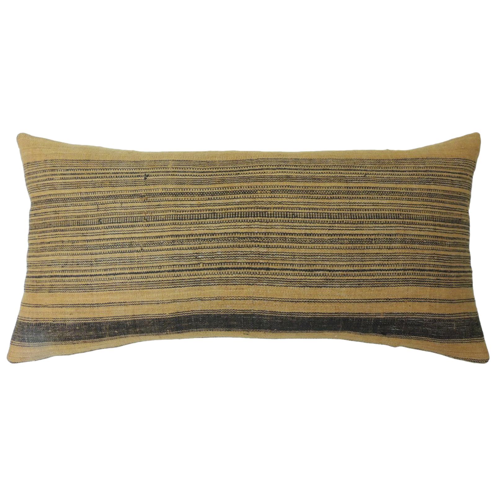 Asian Orange and Brown Woven "Melati" Stripes Decorative Bolster Pillow
