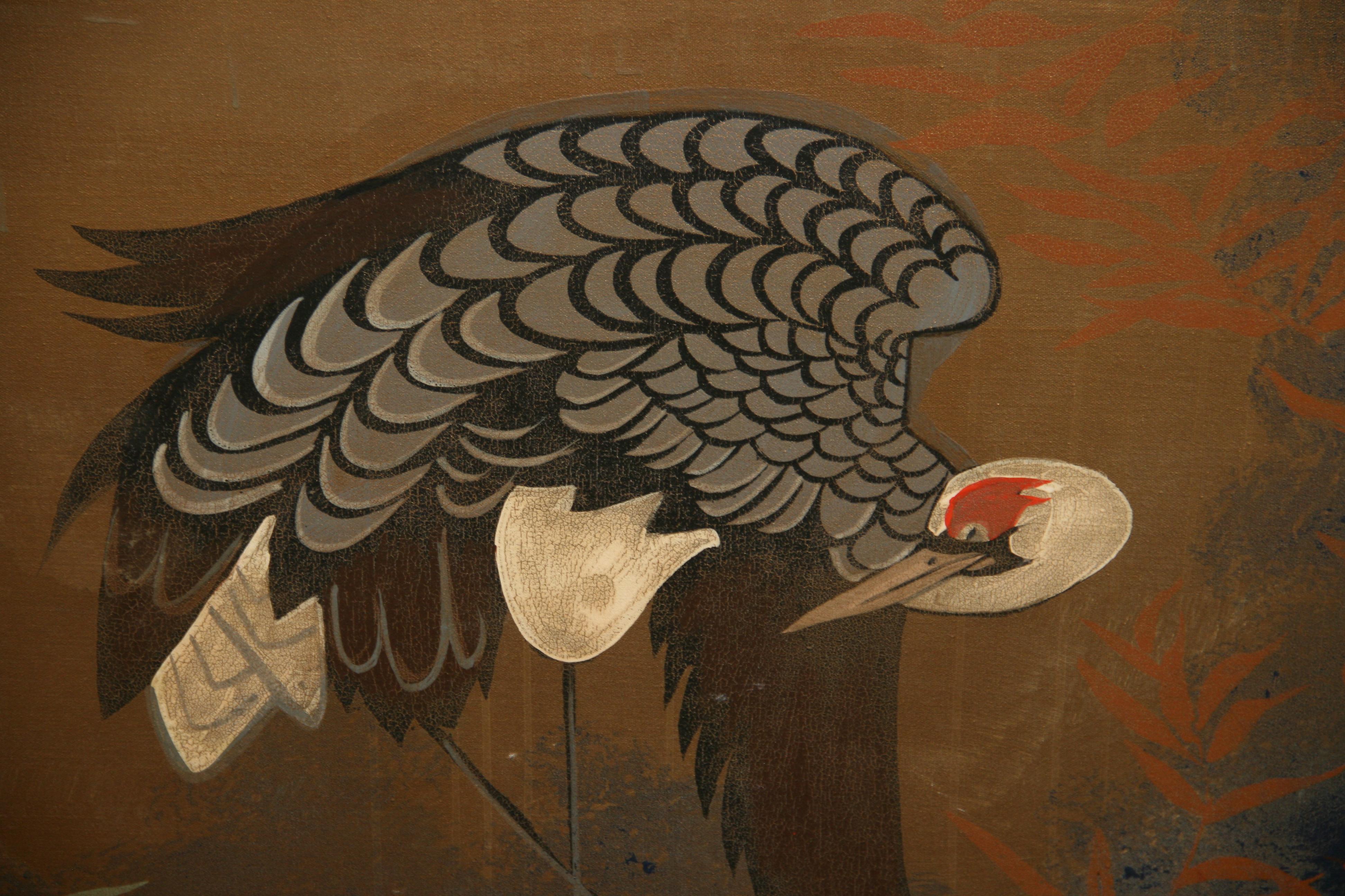 Asian influence oversized egret landscape painting
Unframed
 