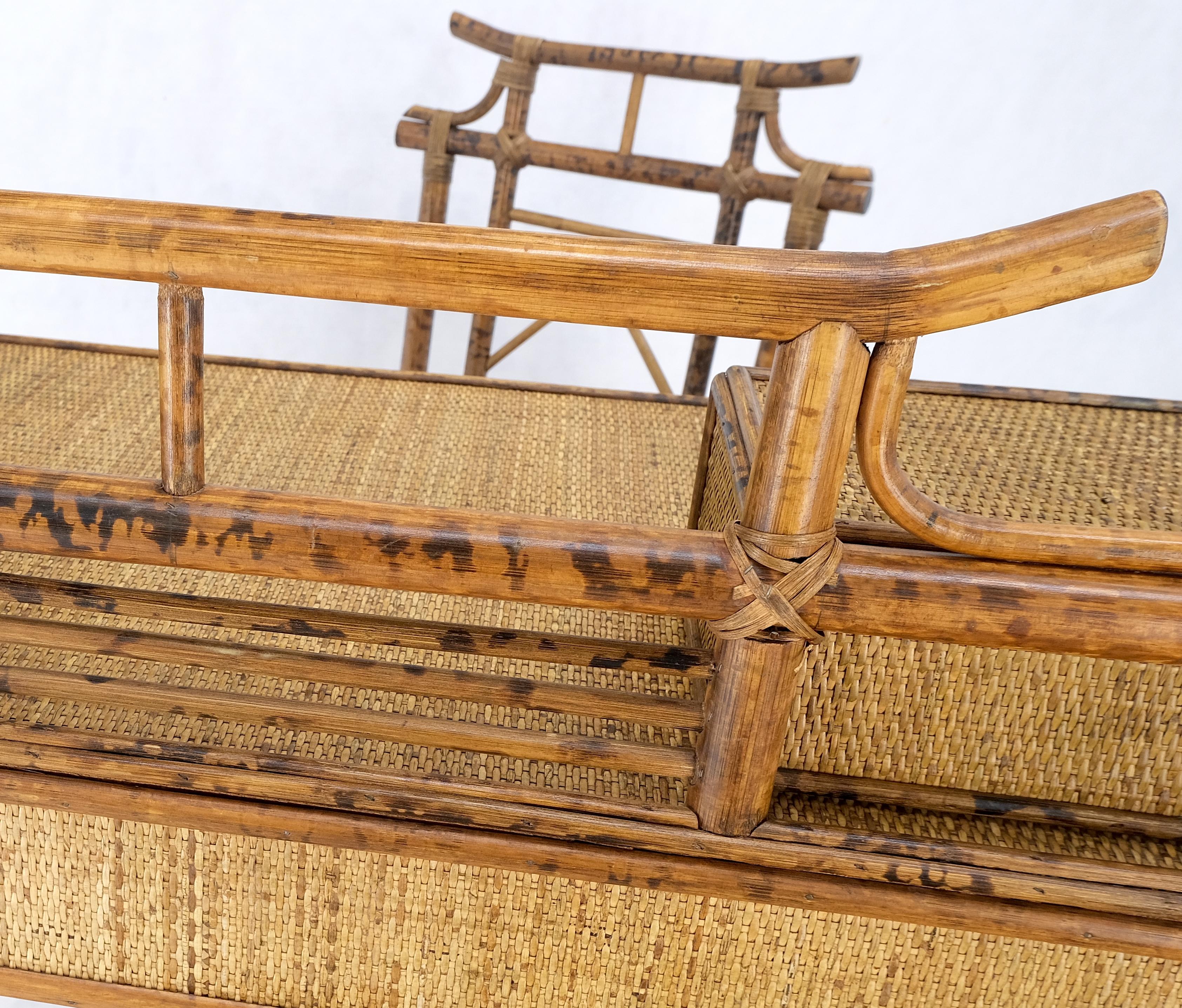 Asian Pagoda Style Burnt Bamboo Cane Desk & Chair MINT! For Sale 4