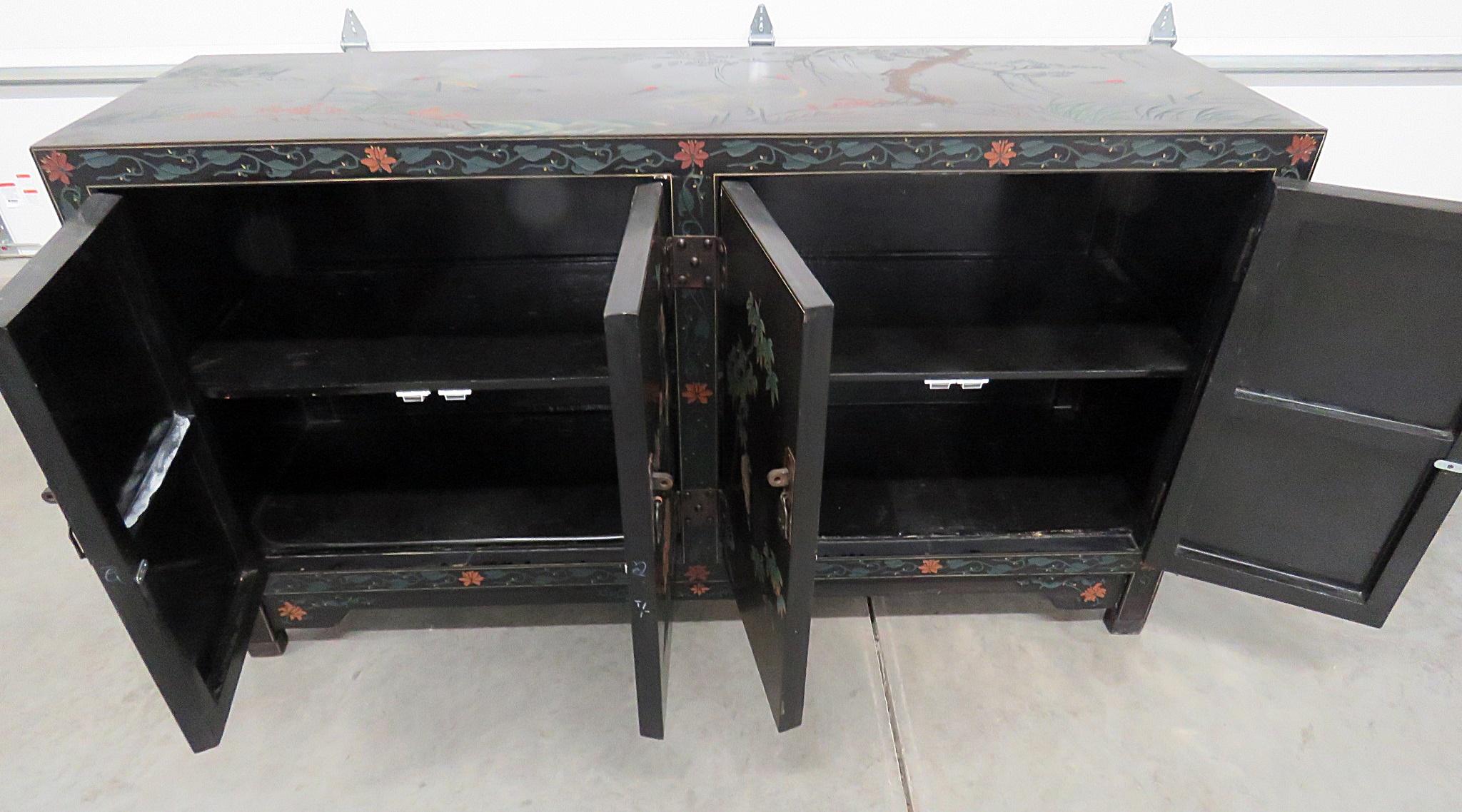 Wood Asian Paint Decorated Cabinet