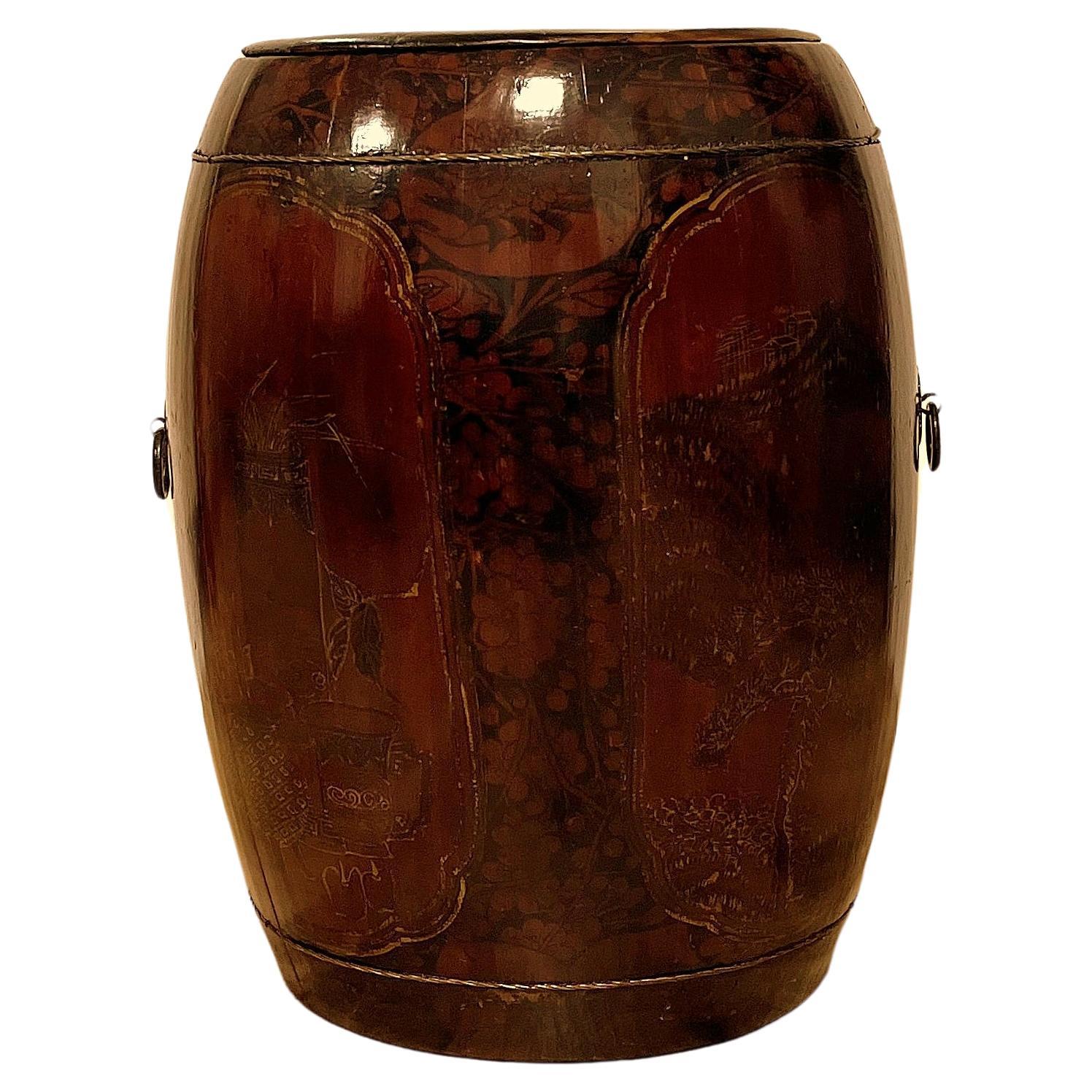 Asian Painted and Gilt Grain Barrel