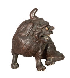 Asian Painted Lead Figure of a Buddhistic Dog