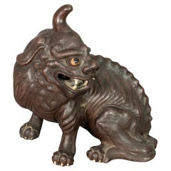 Asian Painted Lead Figure of a Buddhistic Dog