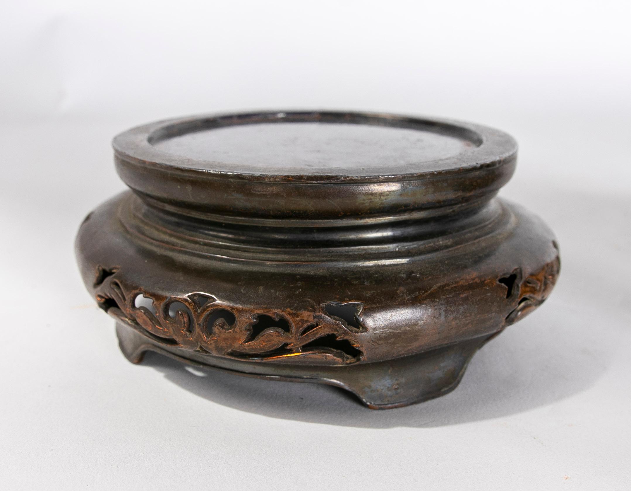 Asian Pair of Bronze Bases for Ceramics 1