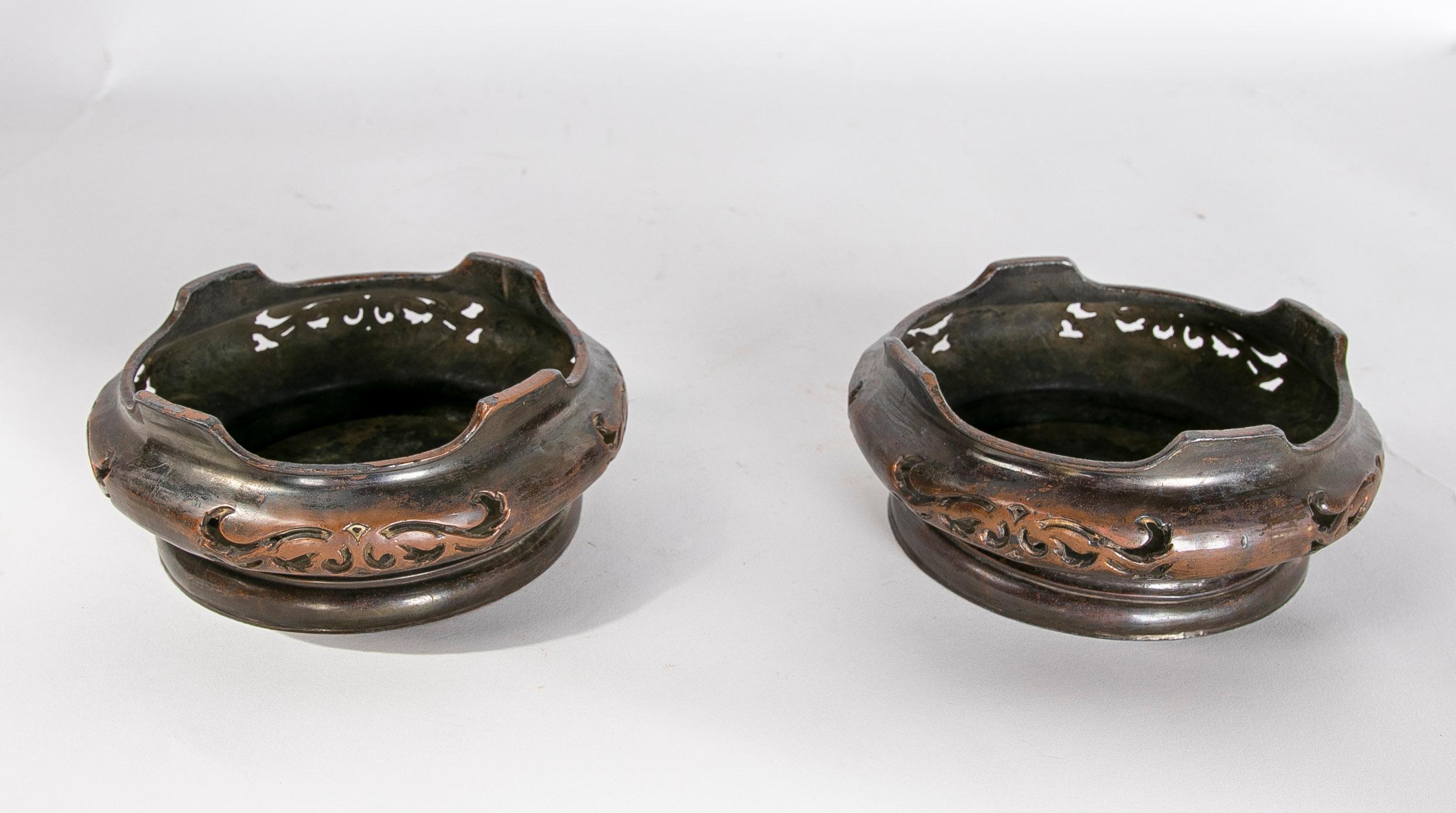 Asian Pair of Bronze Bases for Ceramics 2