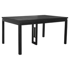 Used Asian Parson Style Black Extension Dining Table with Two Aproned Leaves